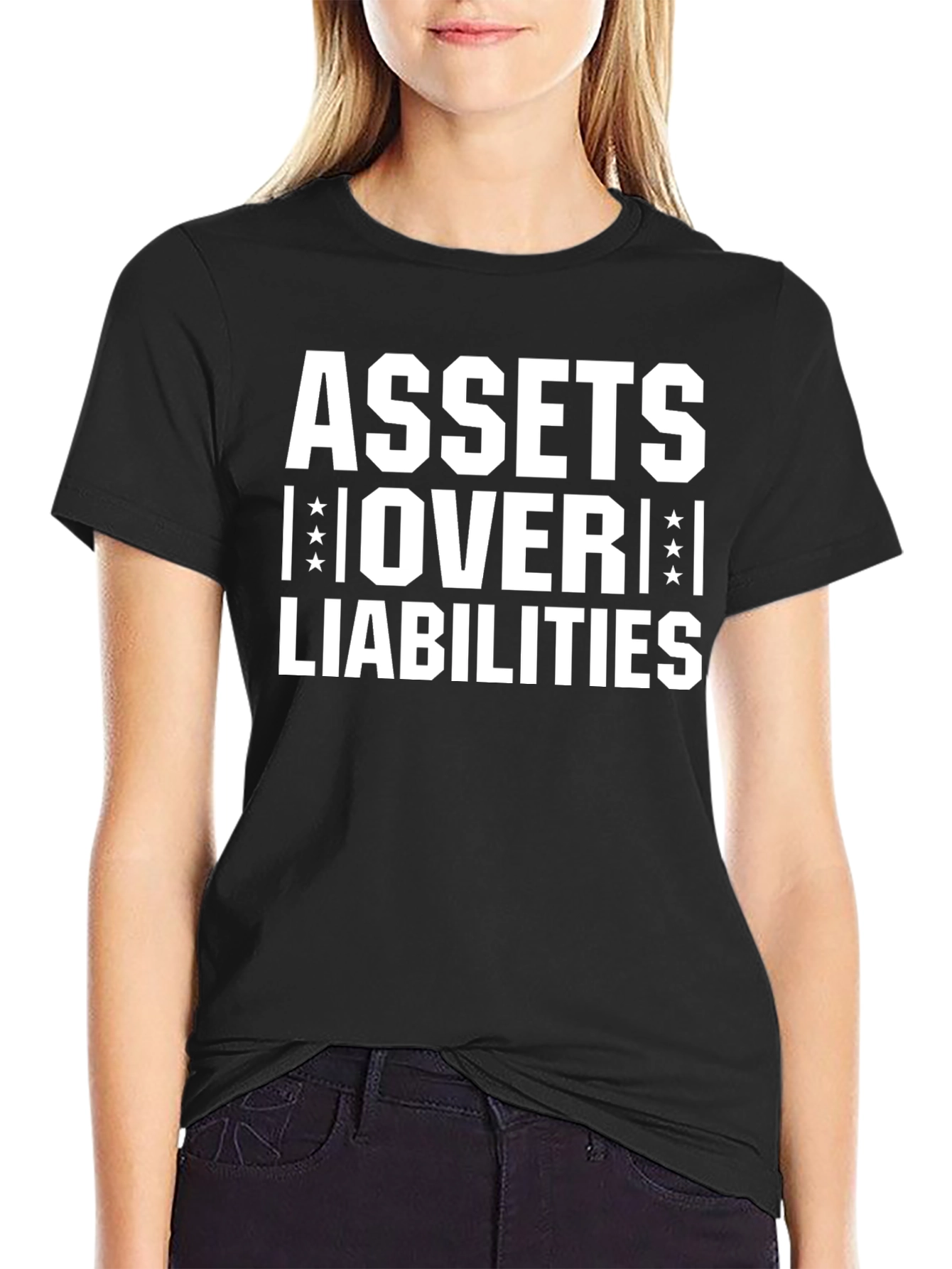 Assets Over Liabilities Graphic Tee - Black