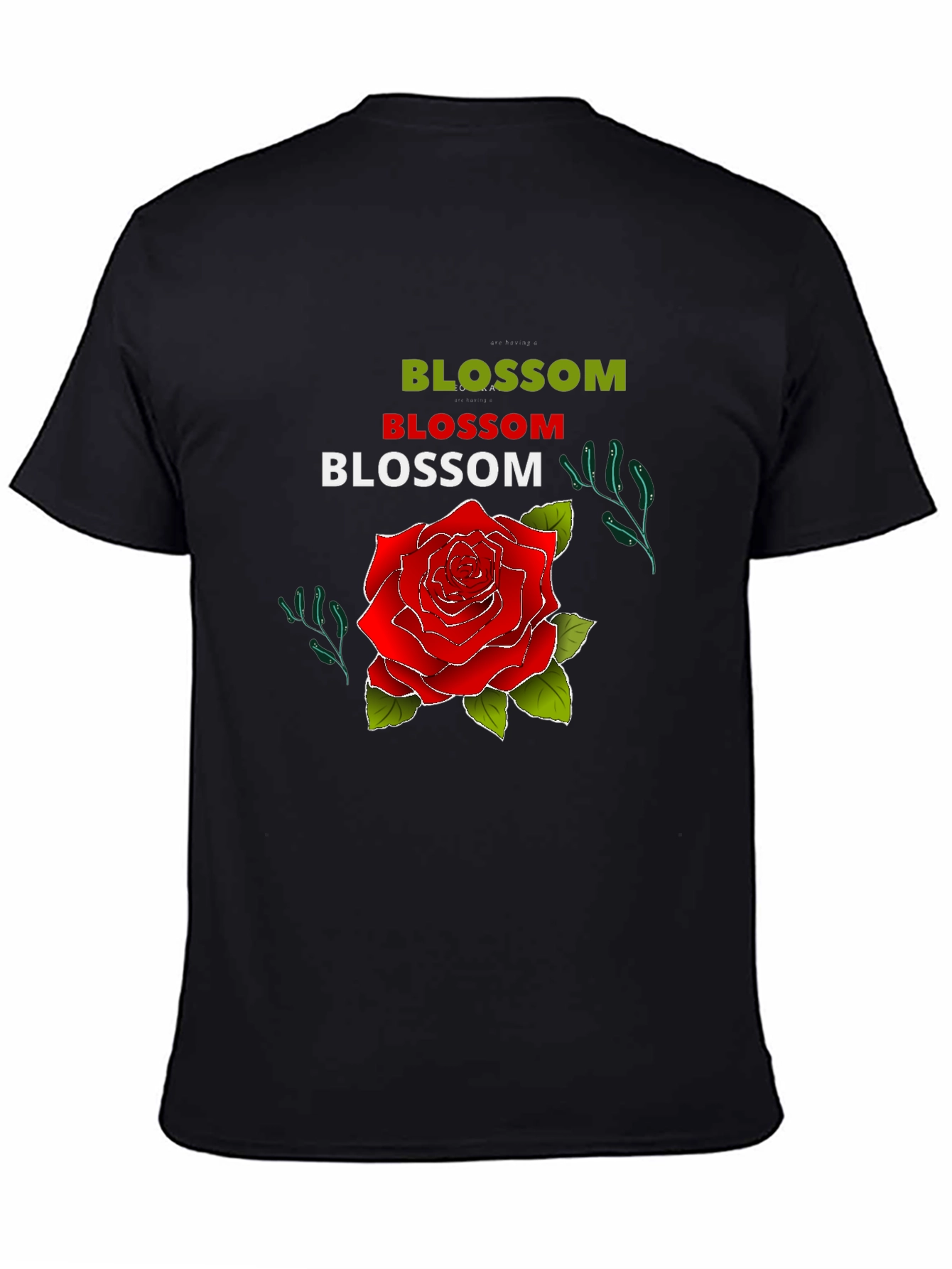 Blossom Rose Graphic Tee - Mens Black T-Shirt
