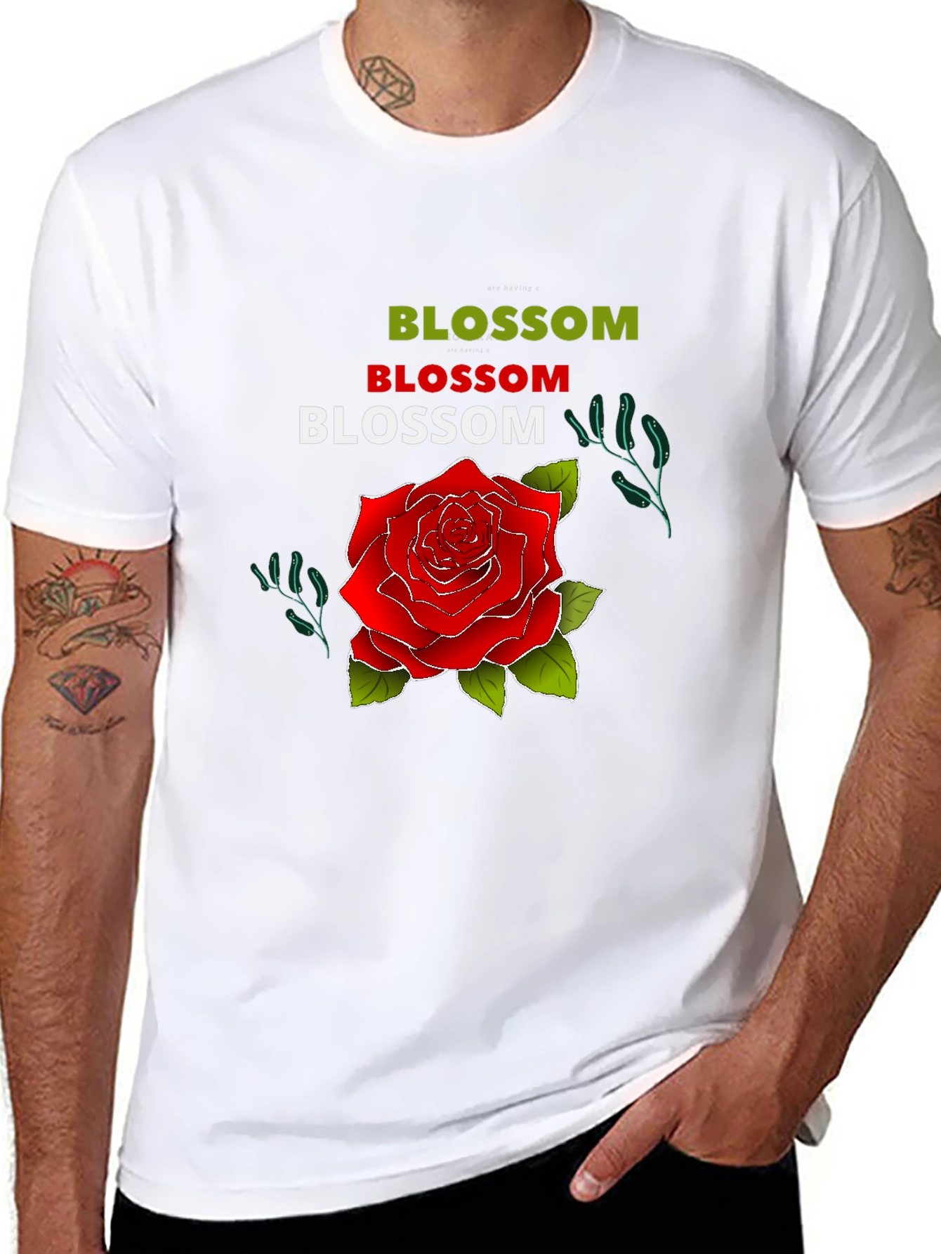Blossom Rose Graphic Tee - Mens Black T-Shirt