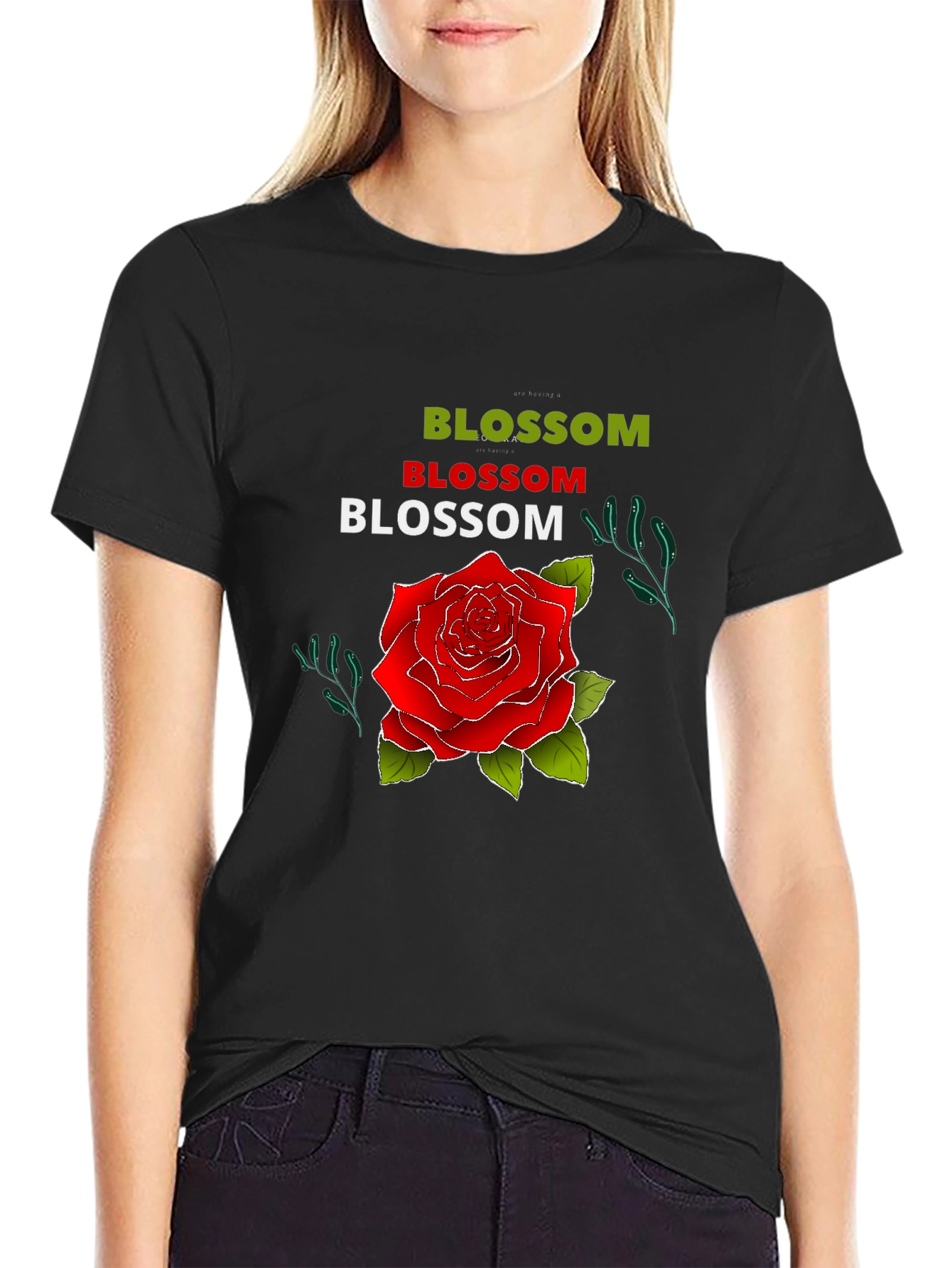 Blossom Rose Graphic Tee - Mens Black T-Shirt