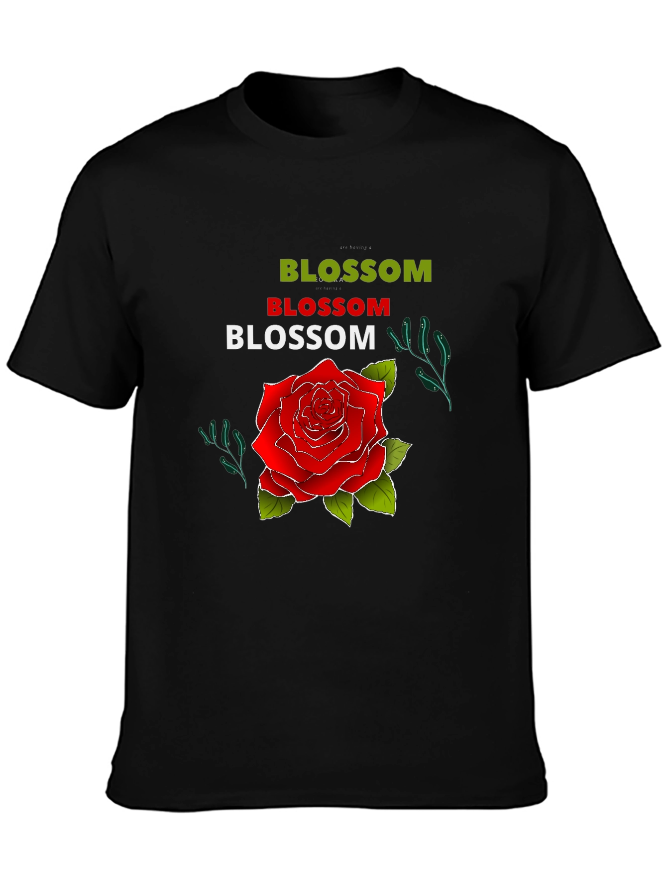 Blossom Rose Graphic Tee - Mens Black T-Shirt