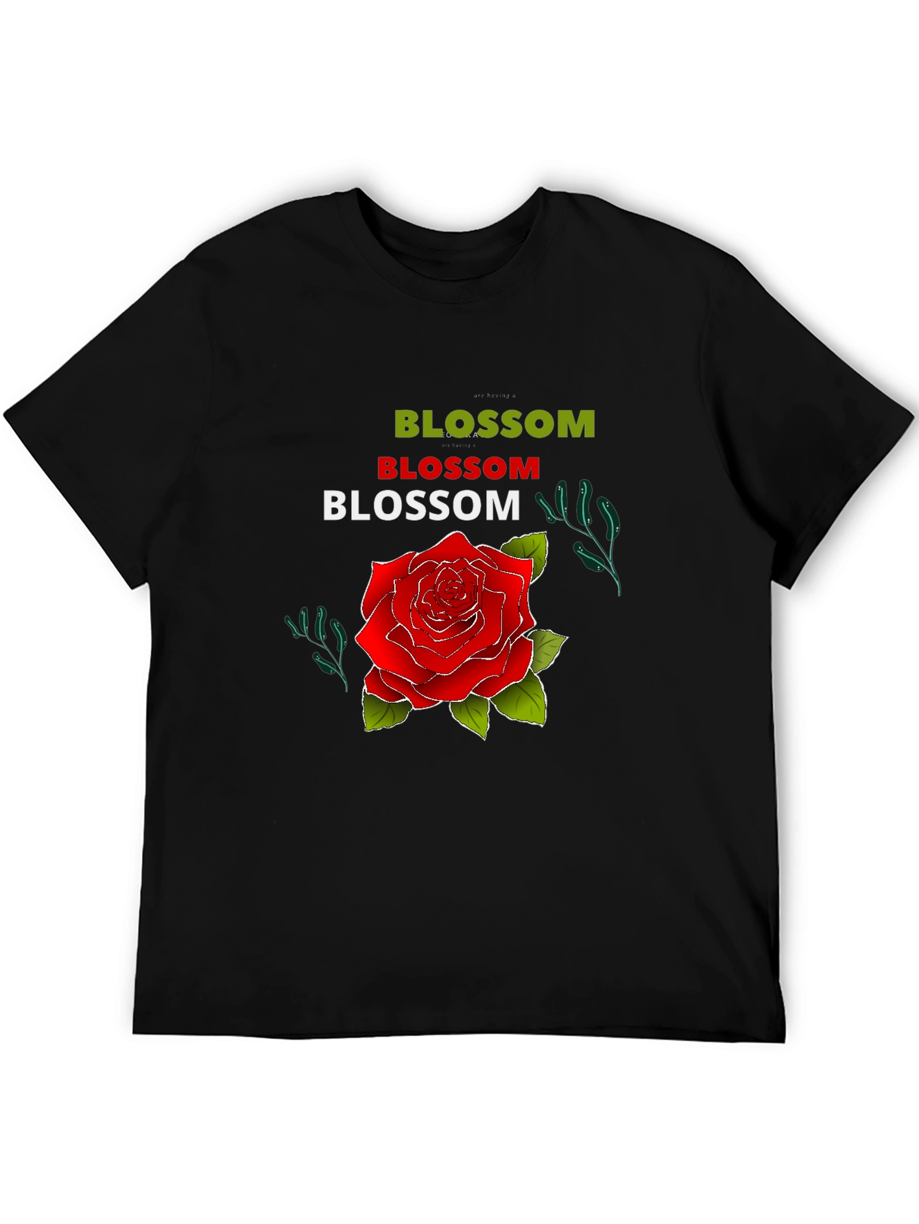 Blossom Rose Graphic Tee - Mens Black T-Shirt