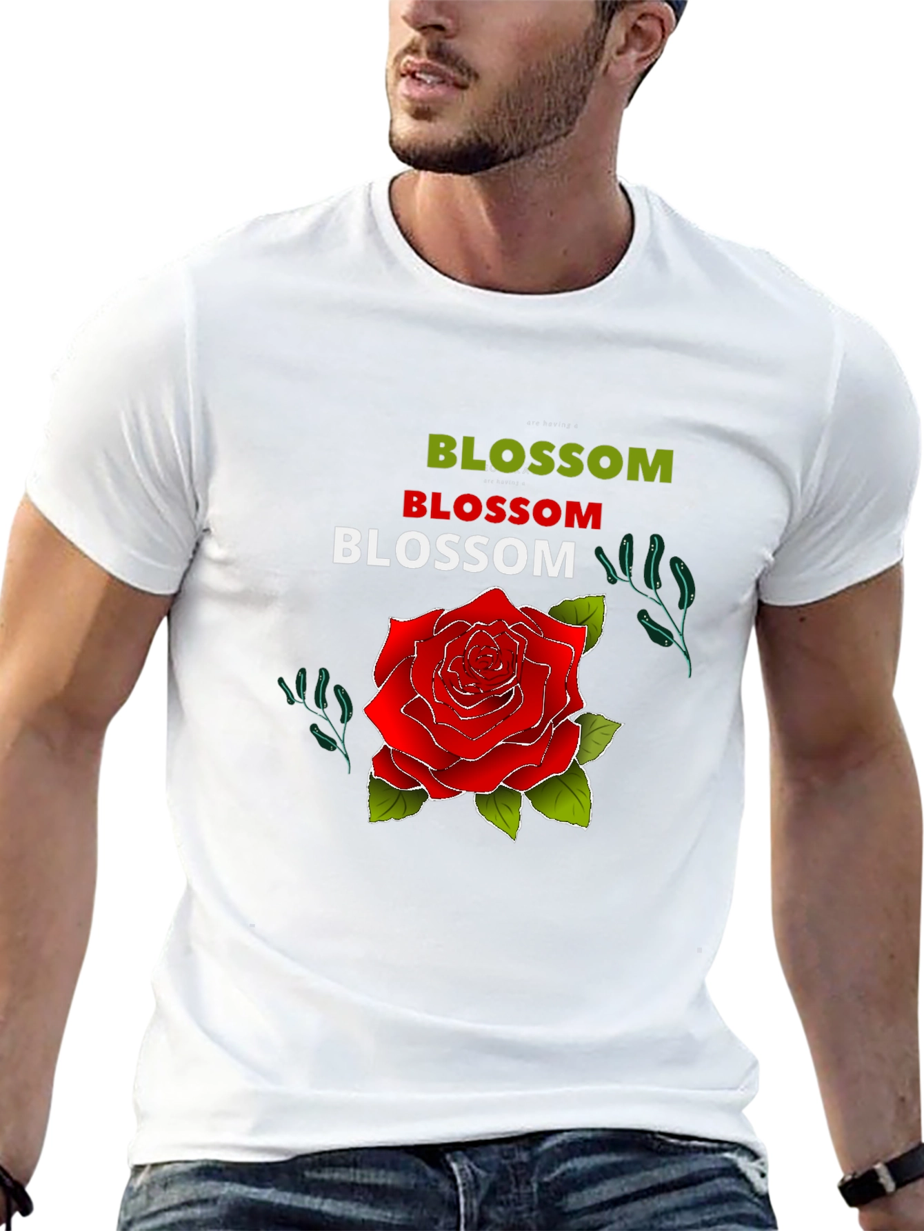 Blossom Rose Graphic Tee - Mens Black T-Shirt