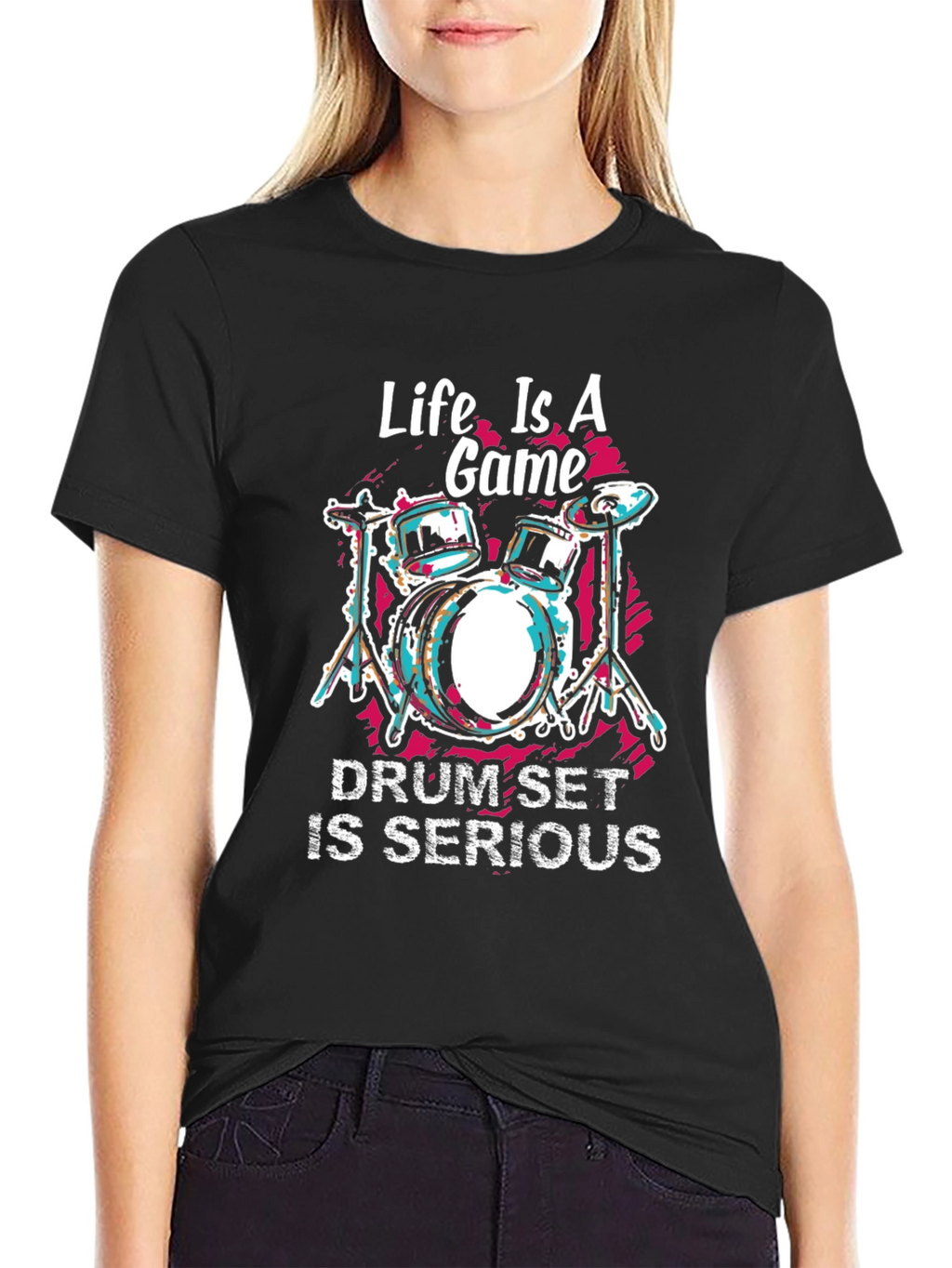 Life is a Game Drum Set Graphic T-Shirt
