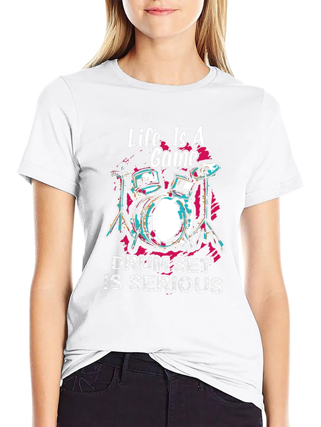 Life is a Game Drum Set Graphic T-Shirt