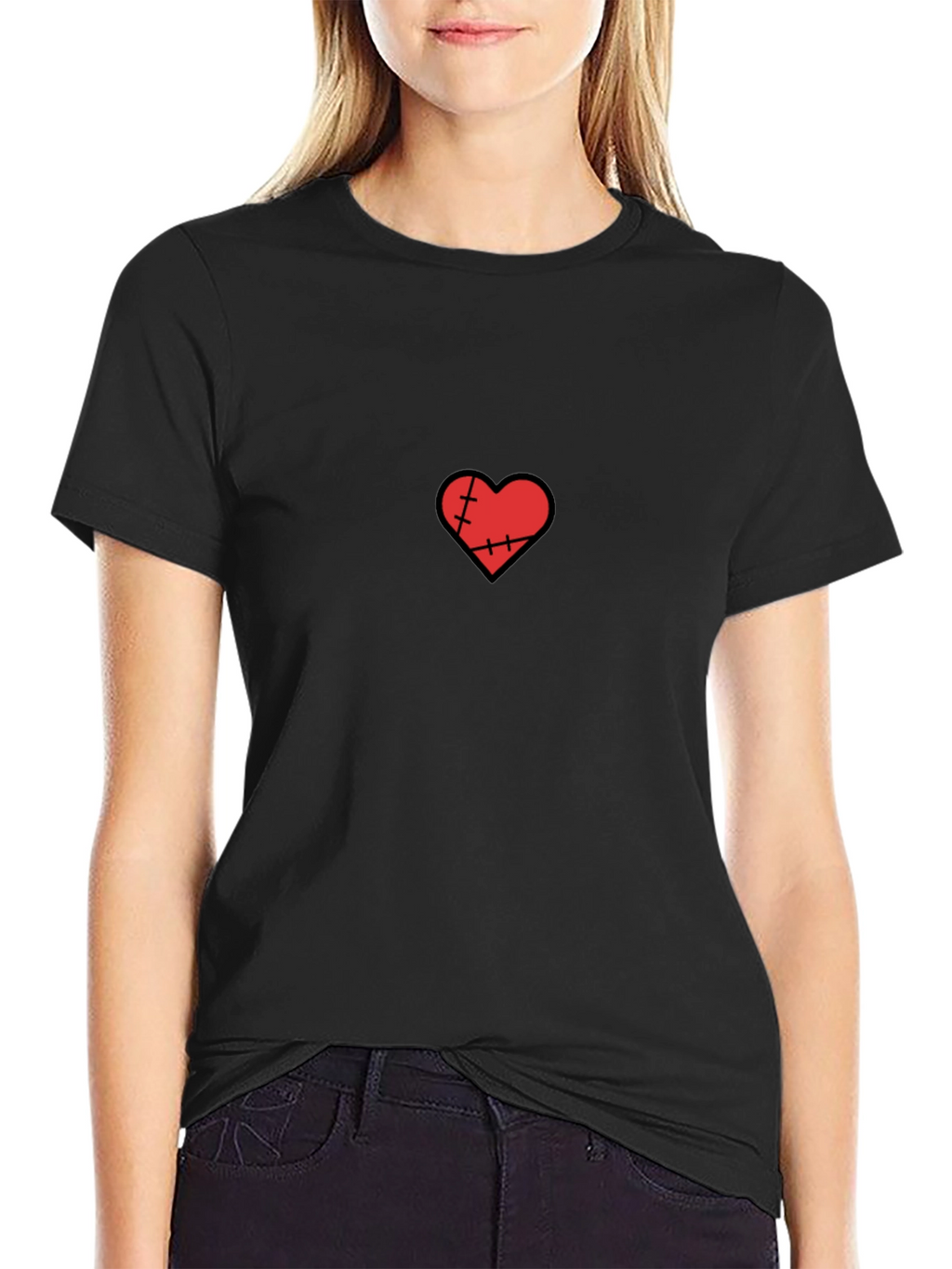 Stitched Heart Black T-Shirt