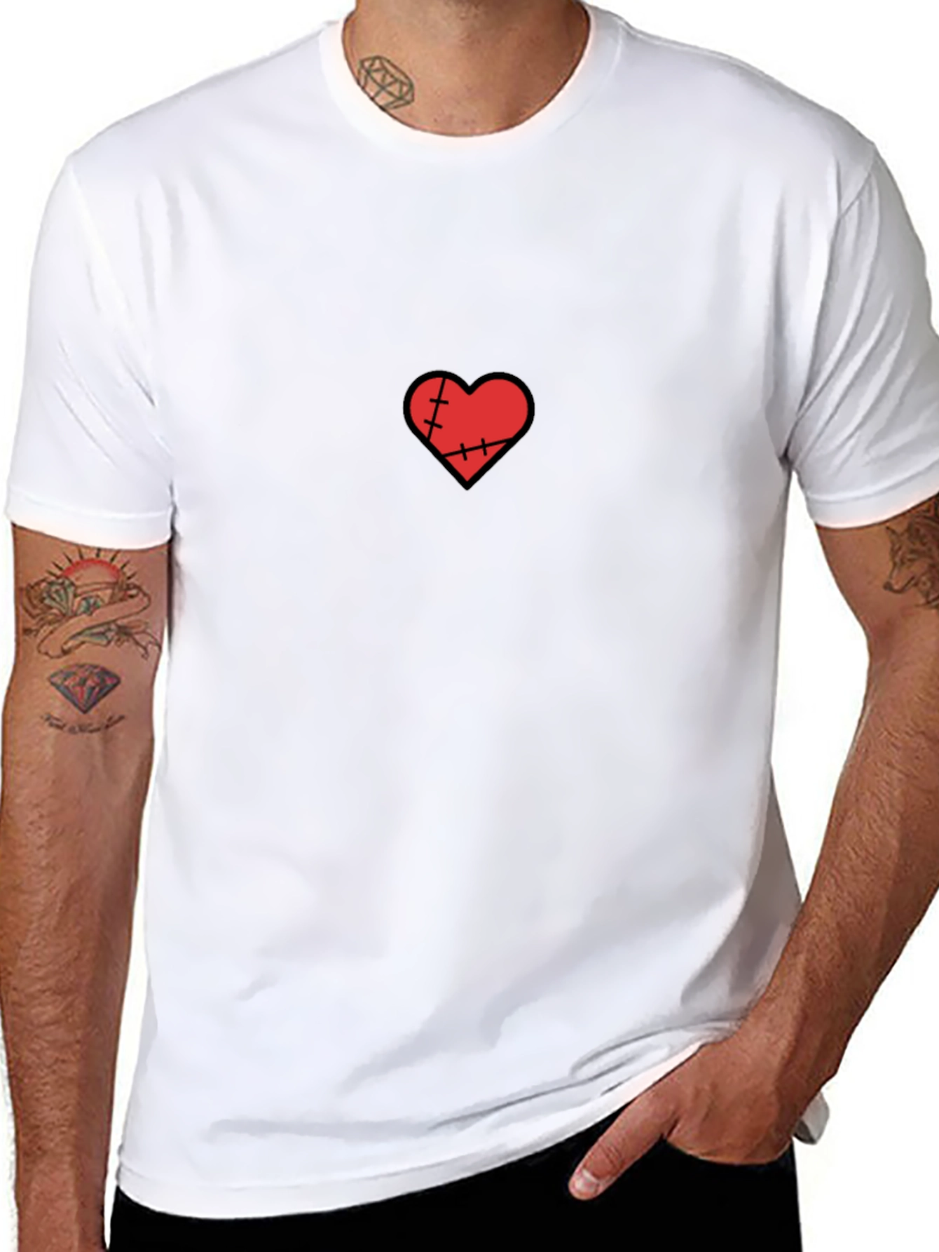 Stitched Heart Black T-Shirt