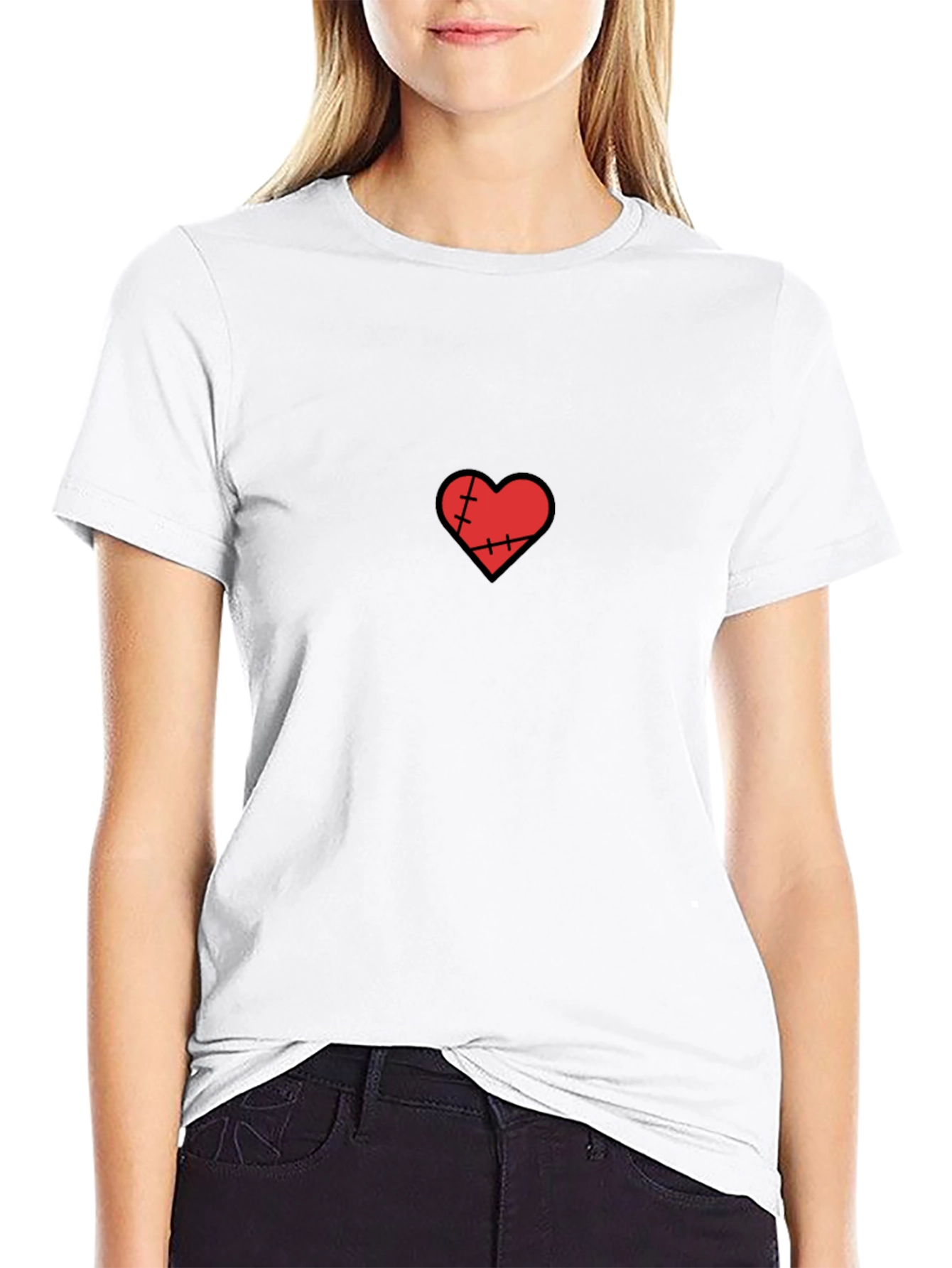 Stitched Heart Black T-Shirt
