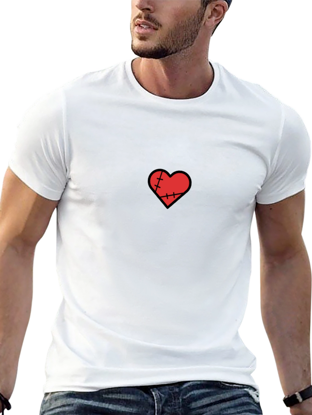 Stitched Heart Black T-Shirt
