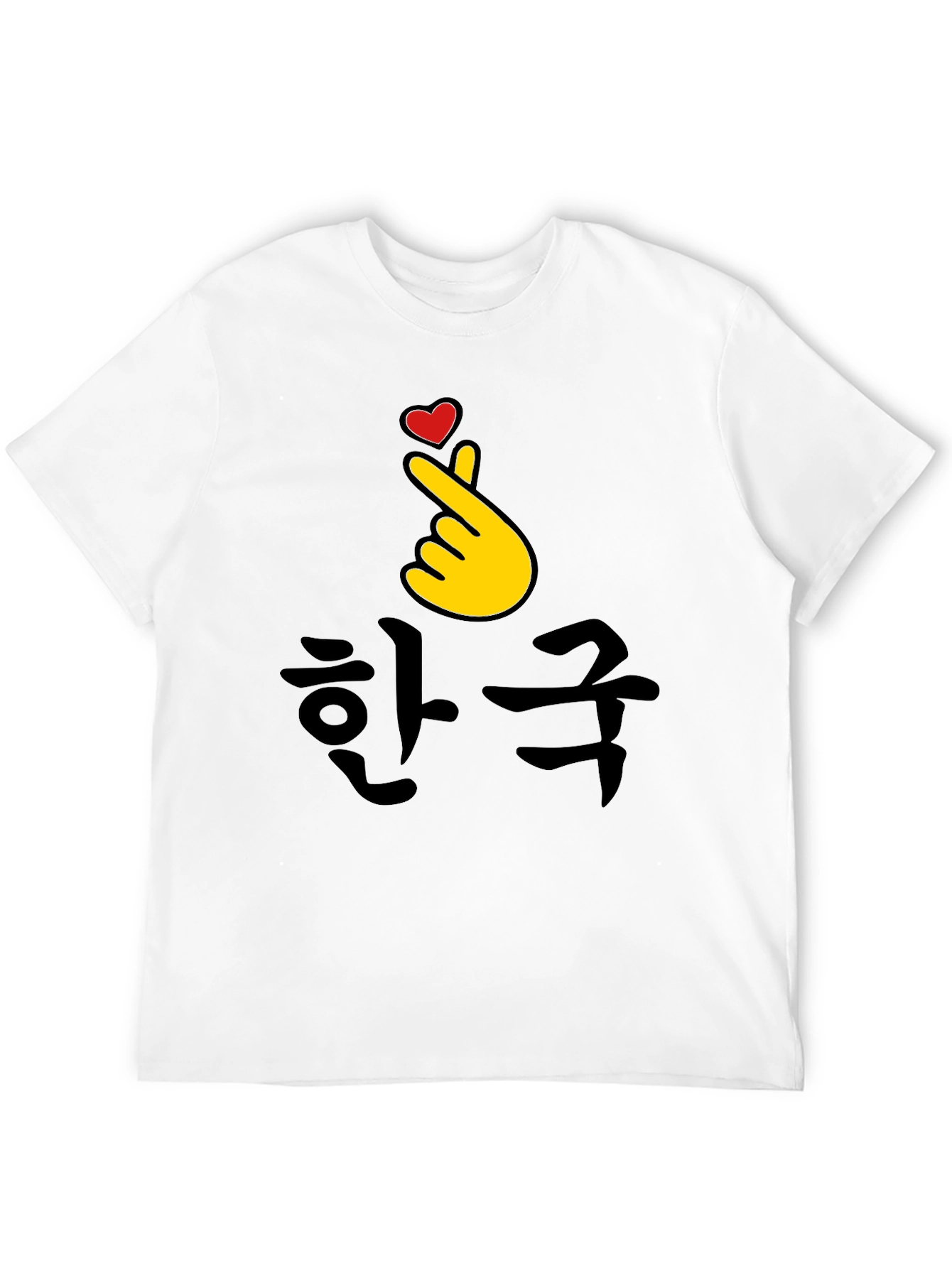 Korea Finger Heart T-Shirt - Black Cotton Tee