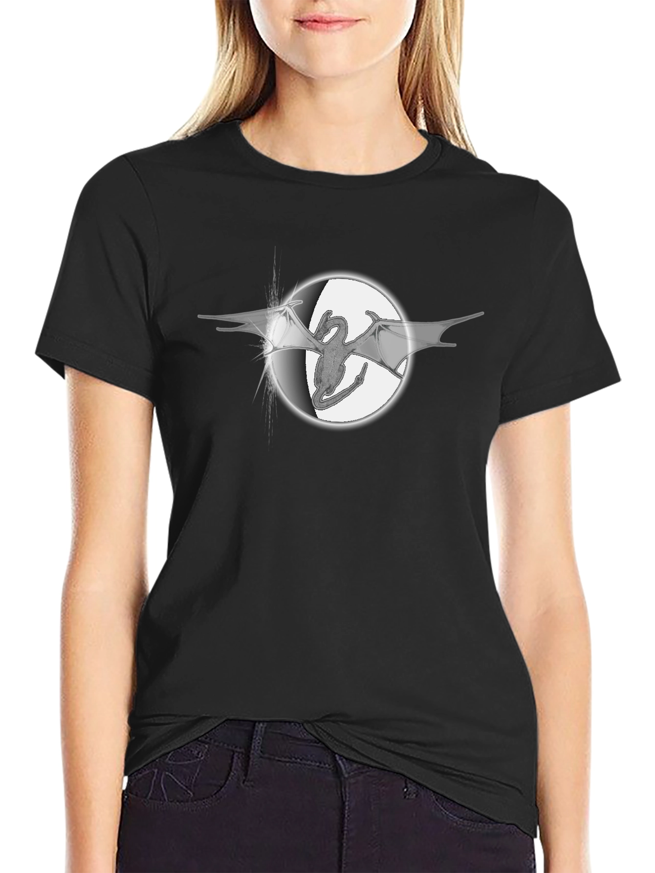Dragon Circle Graphic Tee - Black Cotton Blend