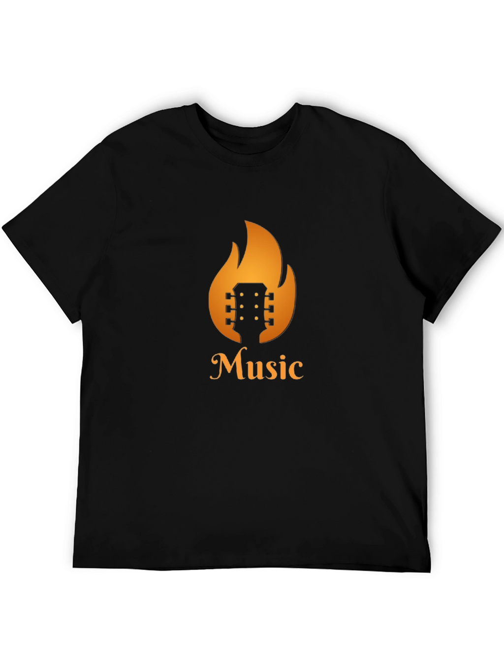 Fiery Music T-Shirt - Guitar in Flames Design