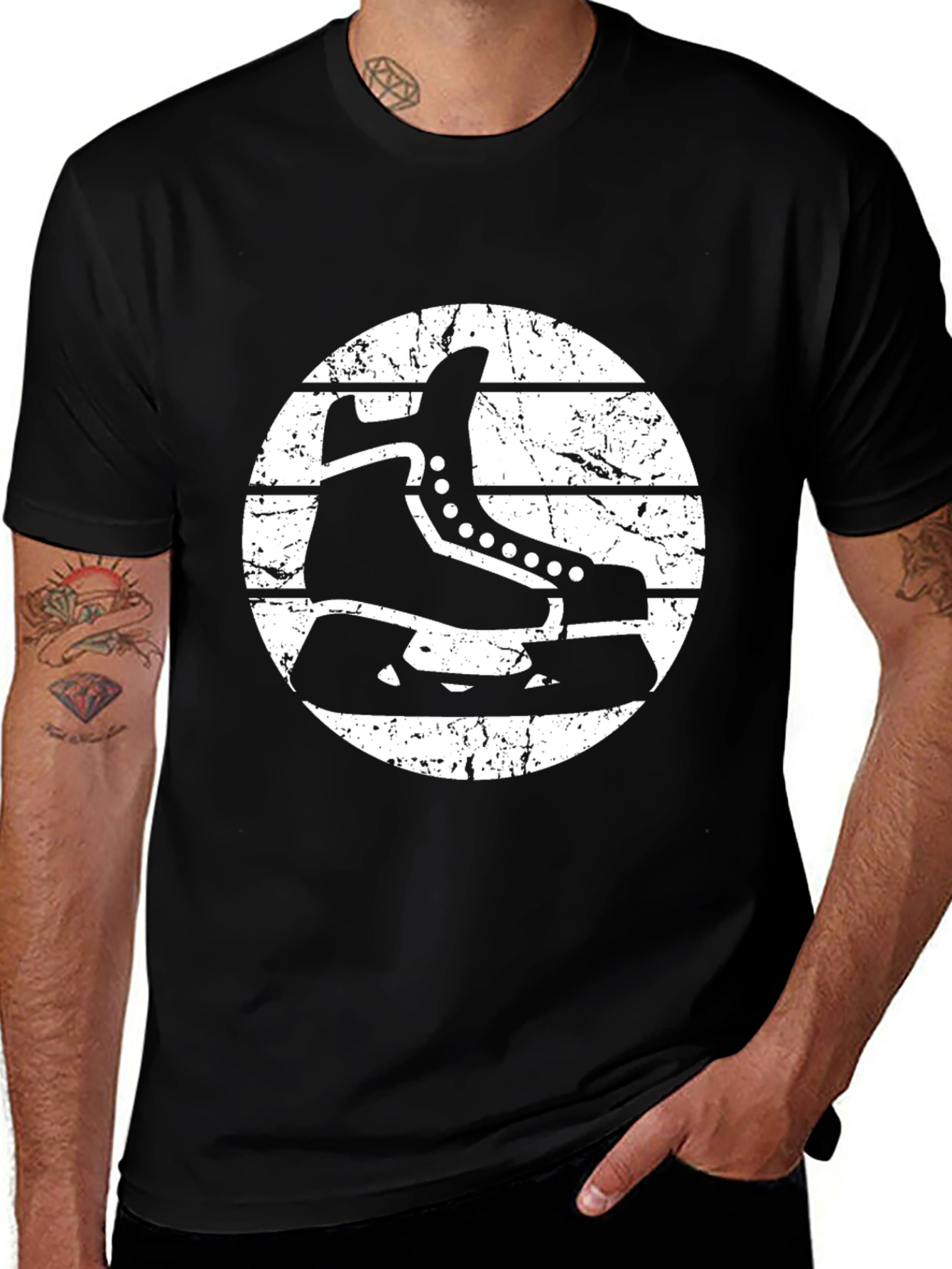Hockey Skate Graphic T-Shirt - Retro Style