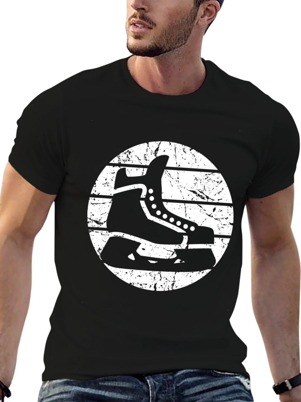 Hockey Skate Graphic T-Shirt - Retro Style