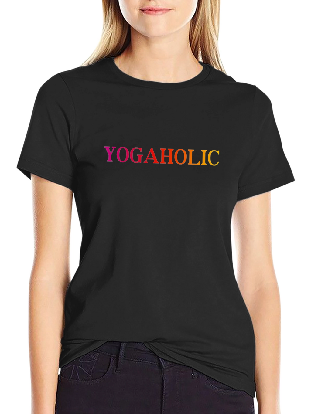 Yogaholic Gradient Tee - Black Cotton Blend