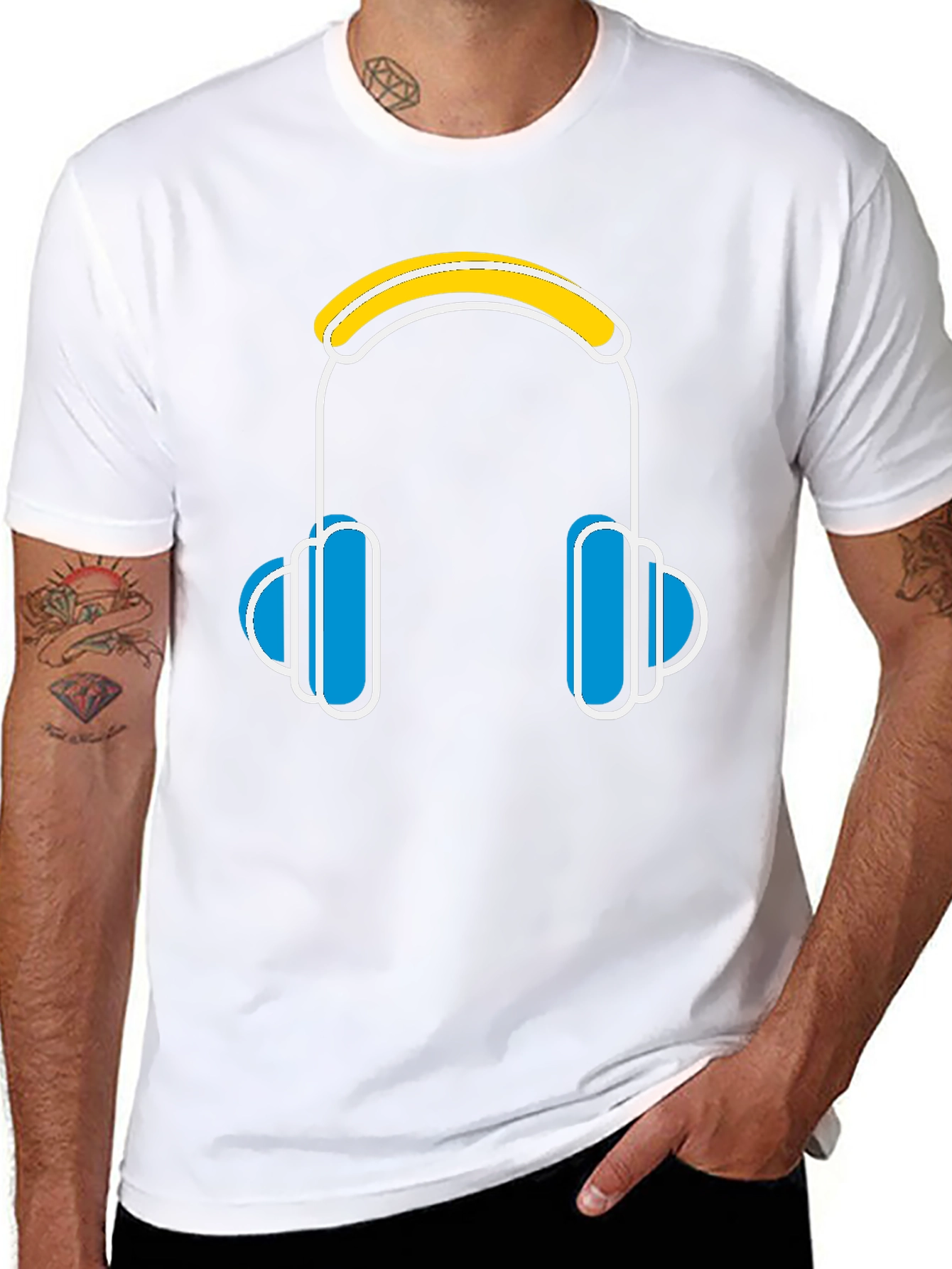 Cool Headphones Graphic Black T-Shirt