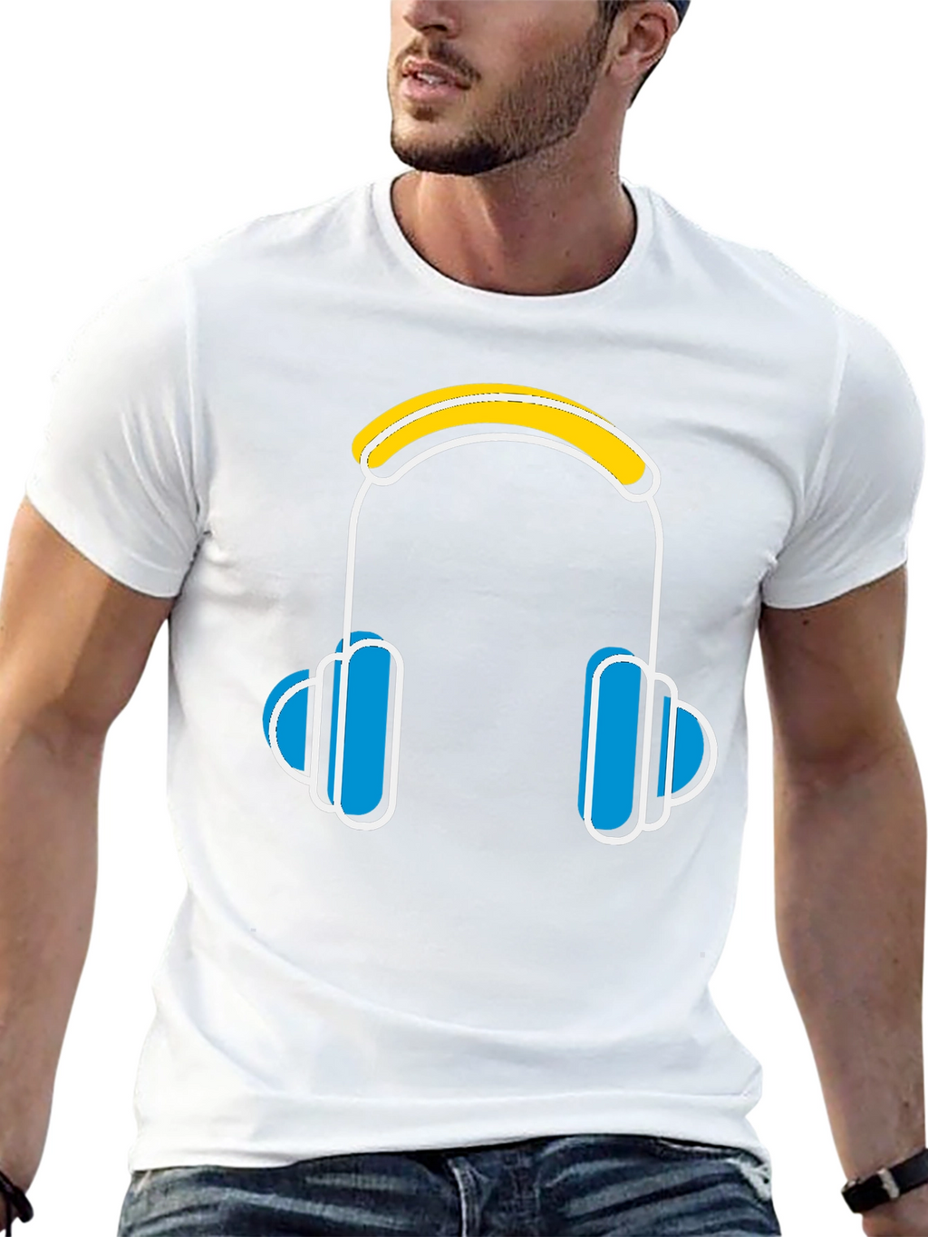 Cool Headphones Graphic Black T-Shirt