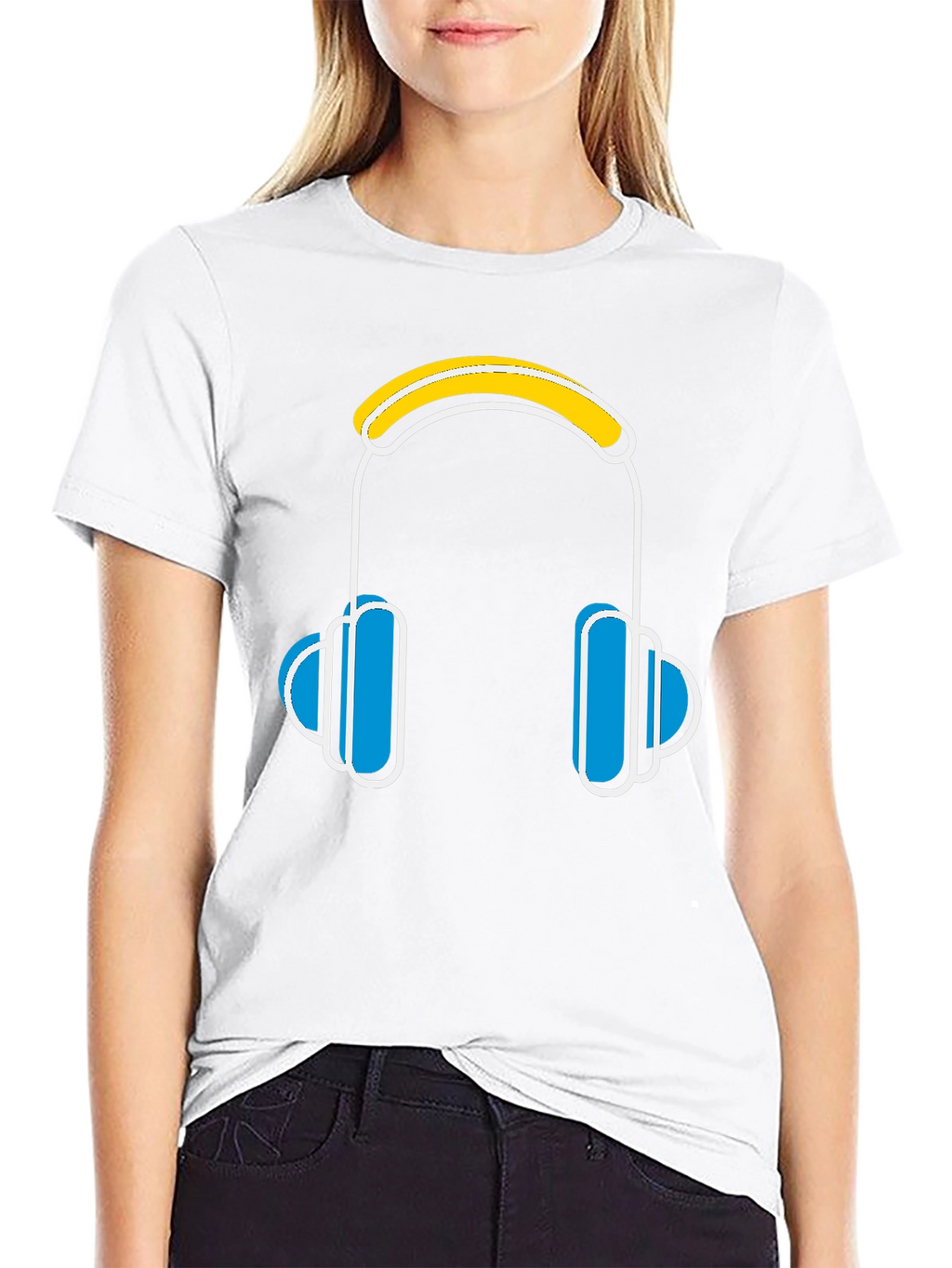 Cool Headphones Graphic Black T-Shirt
