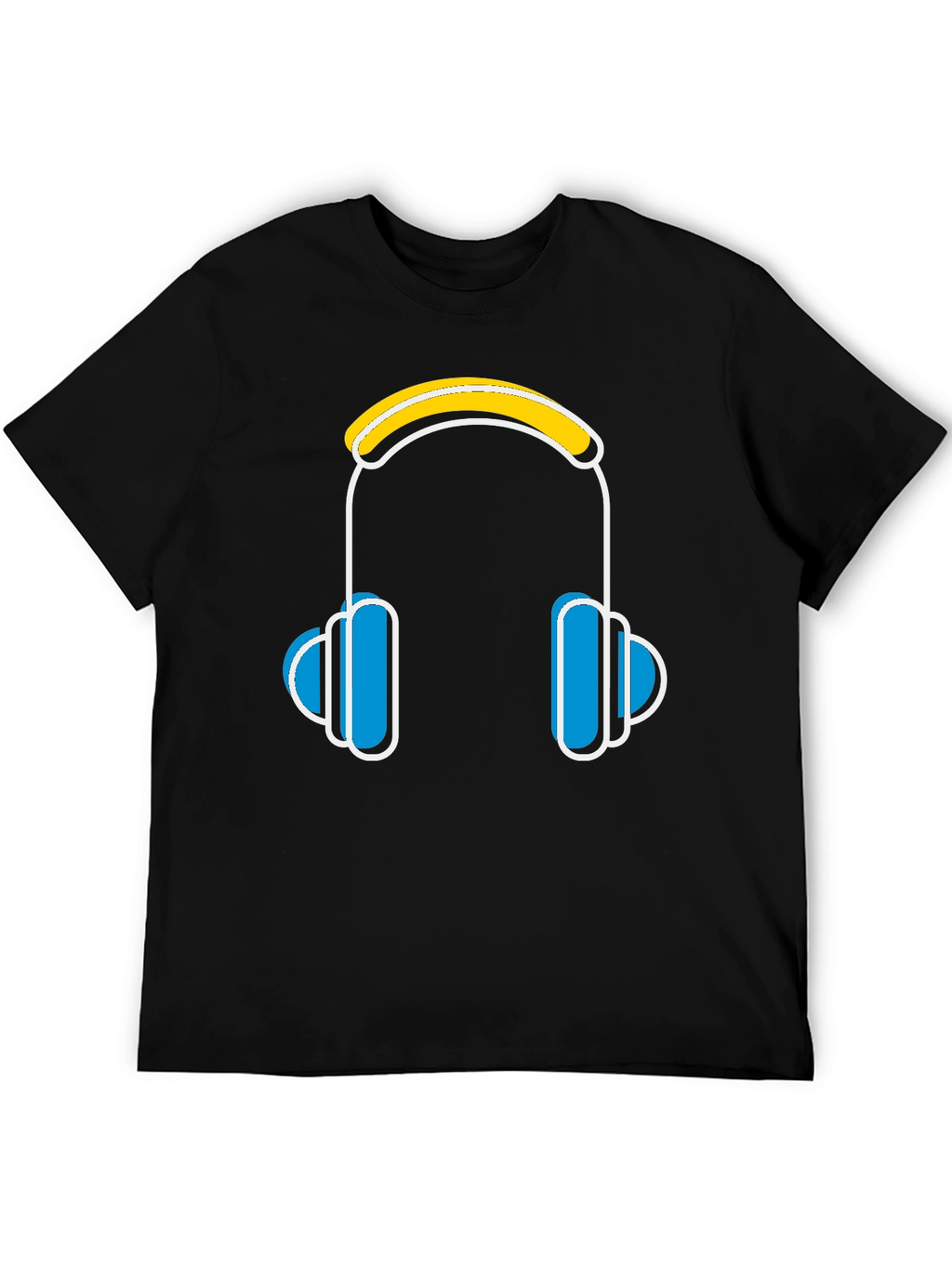 Cool Headphones Graphic Black T-Shirt
