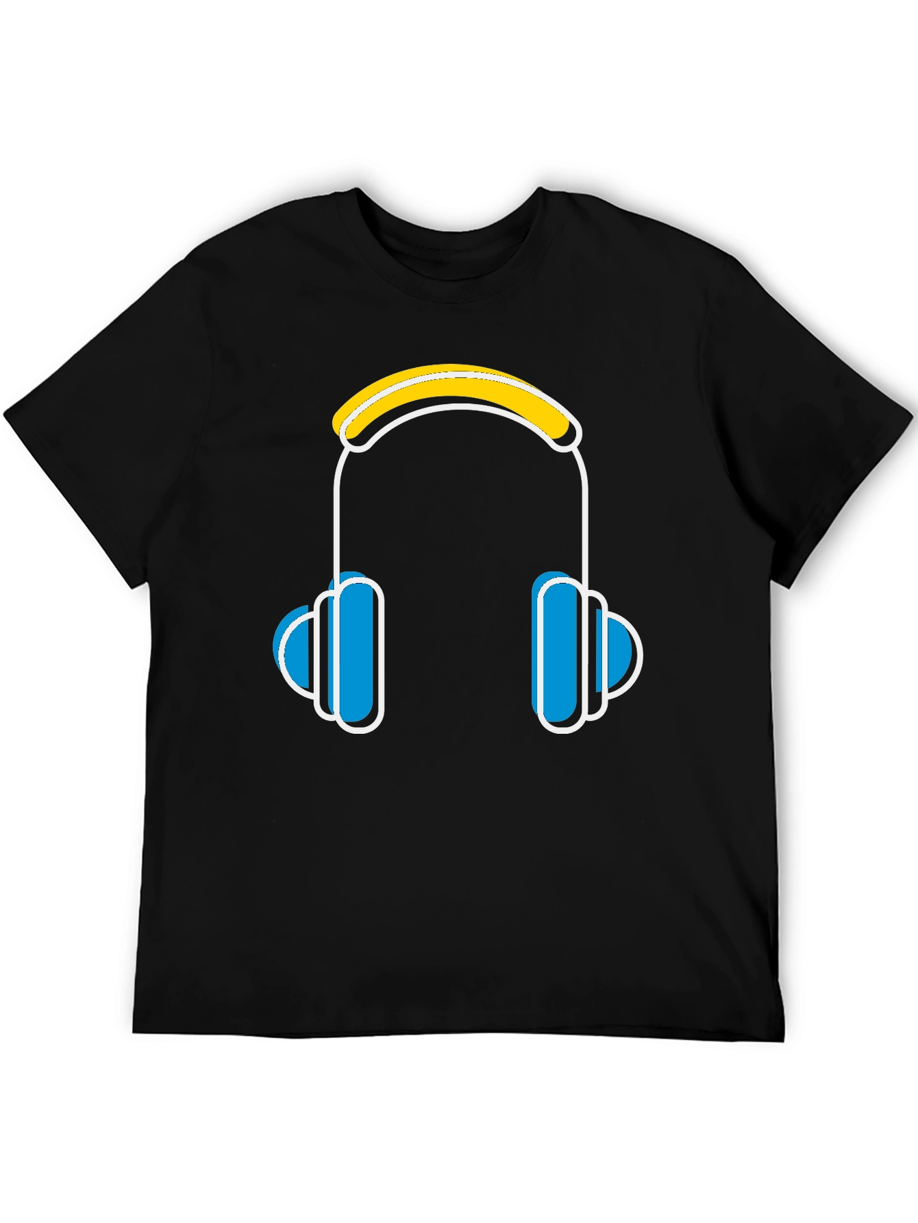 Cool Headphones Graphic Black T-Shirt