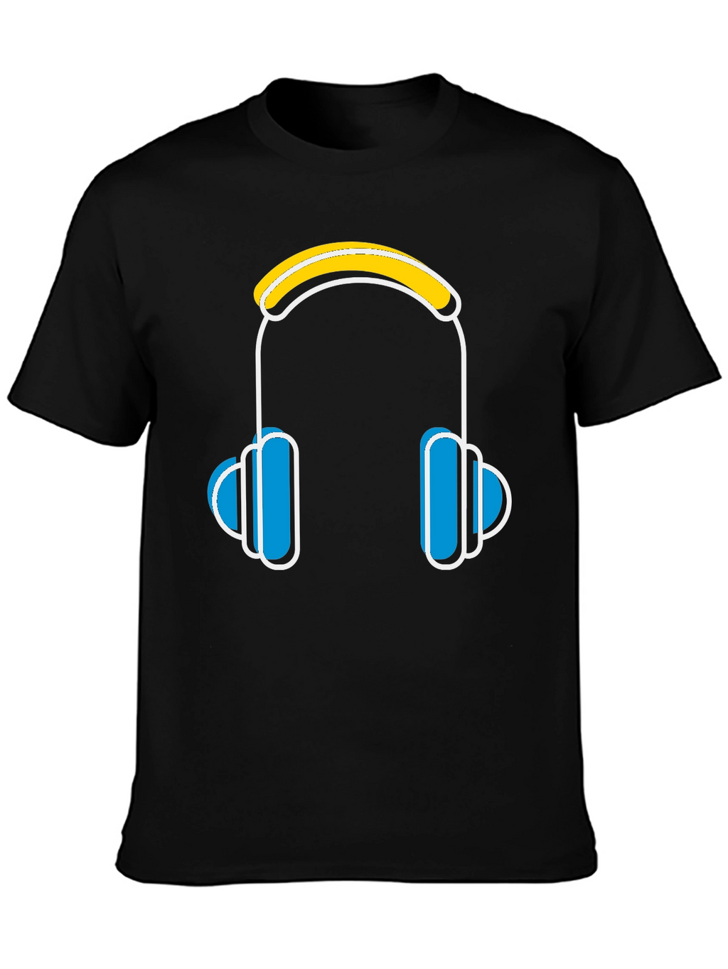 Cool Headphones Graphic Black T-Shirt