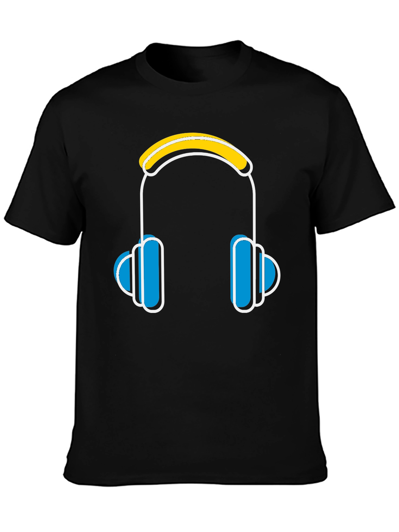 Cool Headphones Graphic Black T-Shirt