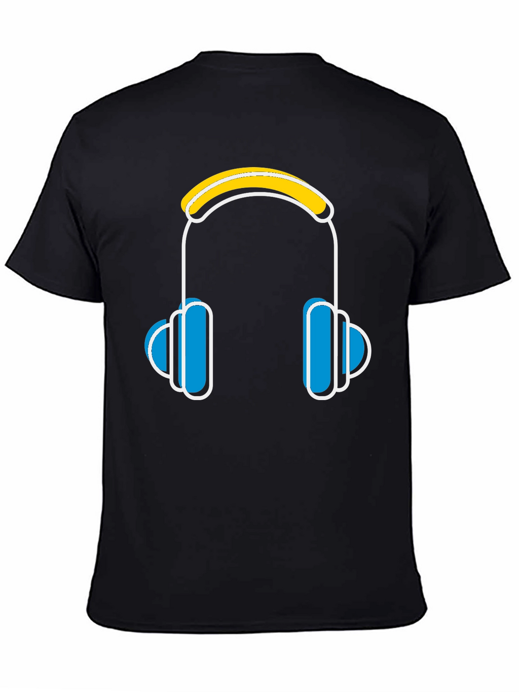 Cool Headphones Graphic Black T-Shirt