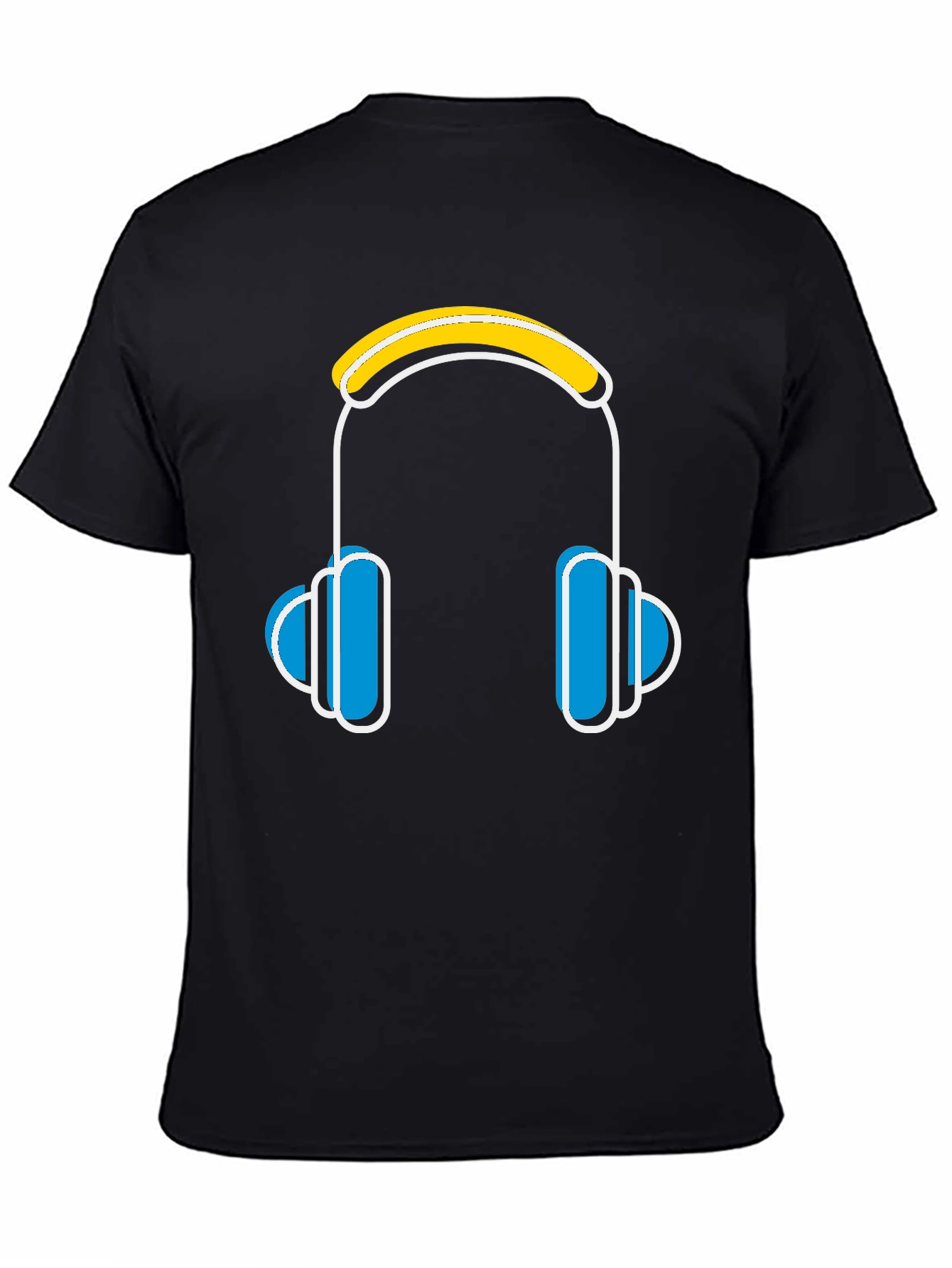 Cool Headphones Graphic Black T-Shirt