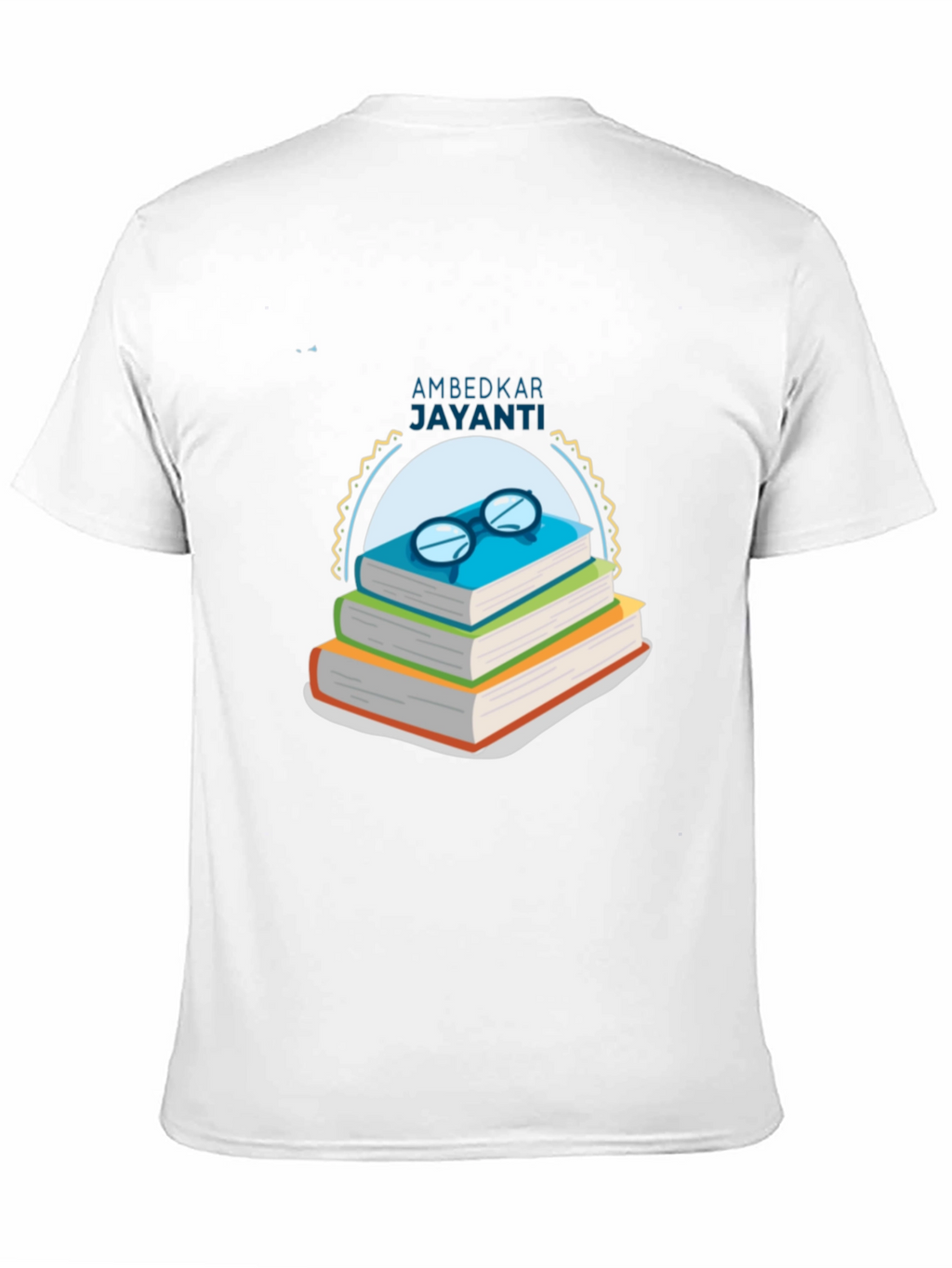 Ambedkar Jayanti T-Shirt: Stacked Books & Glasses Design