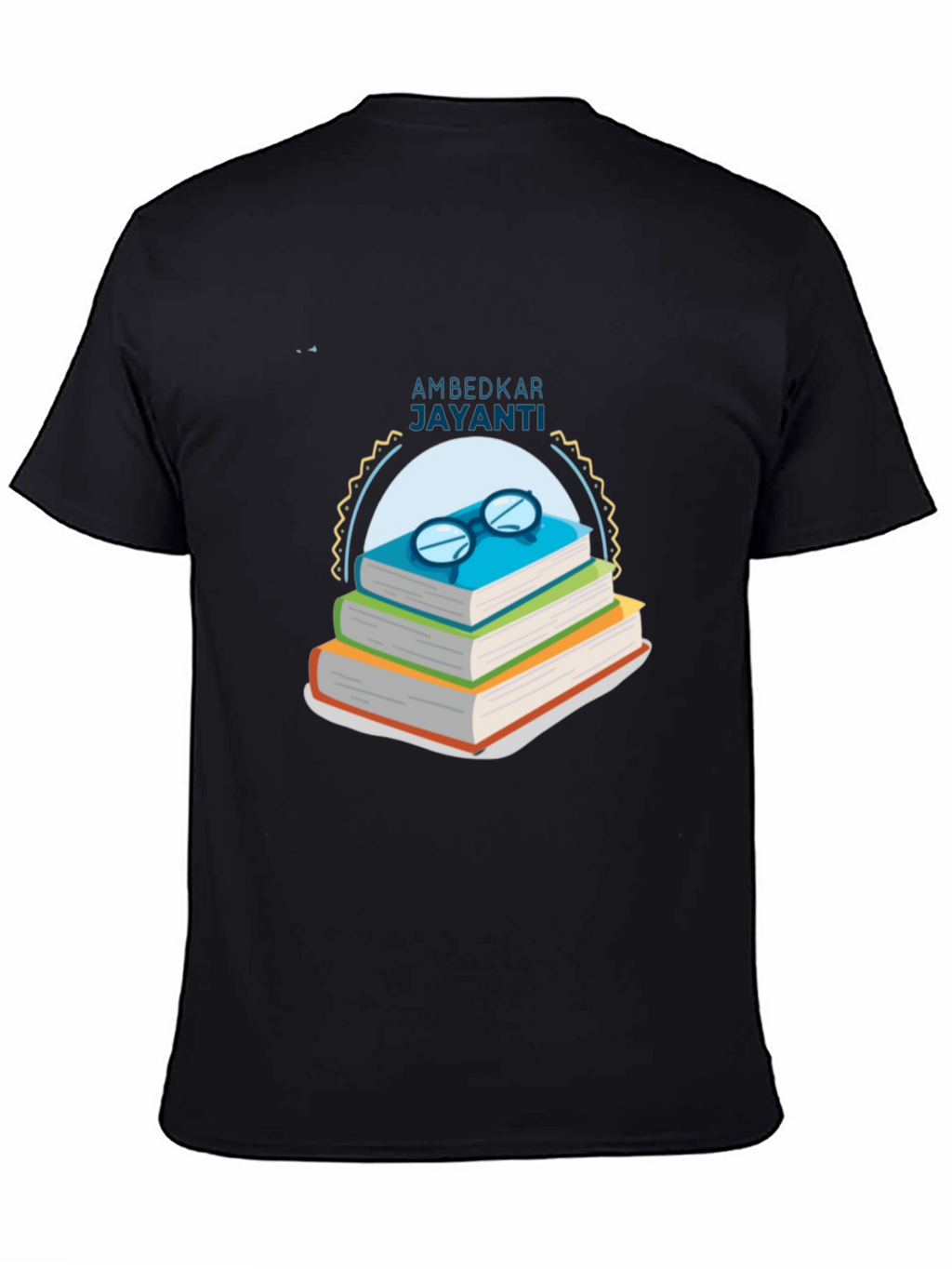 Ambedkar Jayanti T-Shirt: Stacked Books & Glasses Design