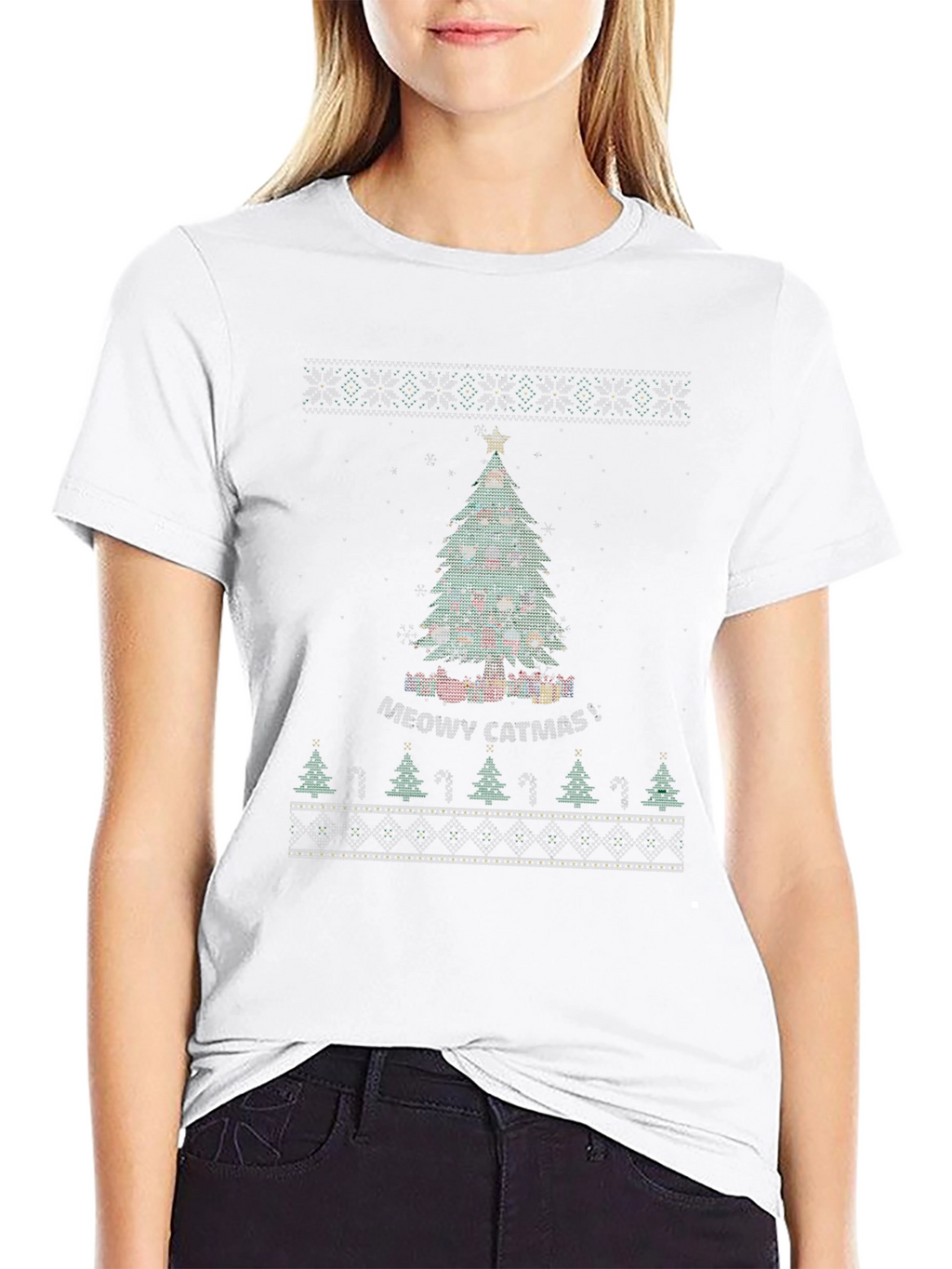 Meowy Catmas Christmas Tree Graphic Tee