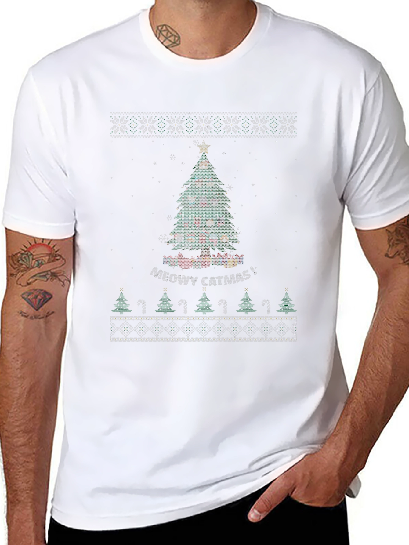 Meowy Catmas Christmas Tree Graphic Tee