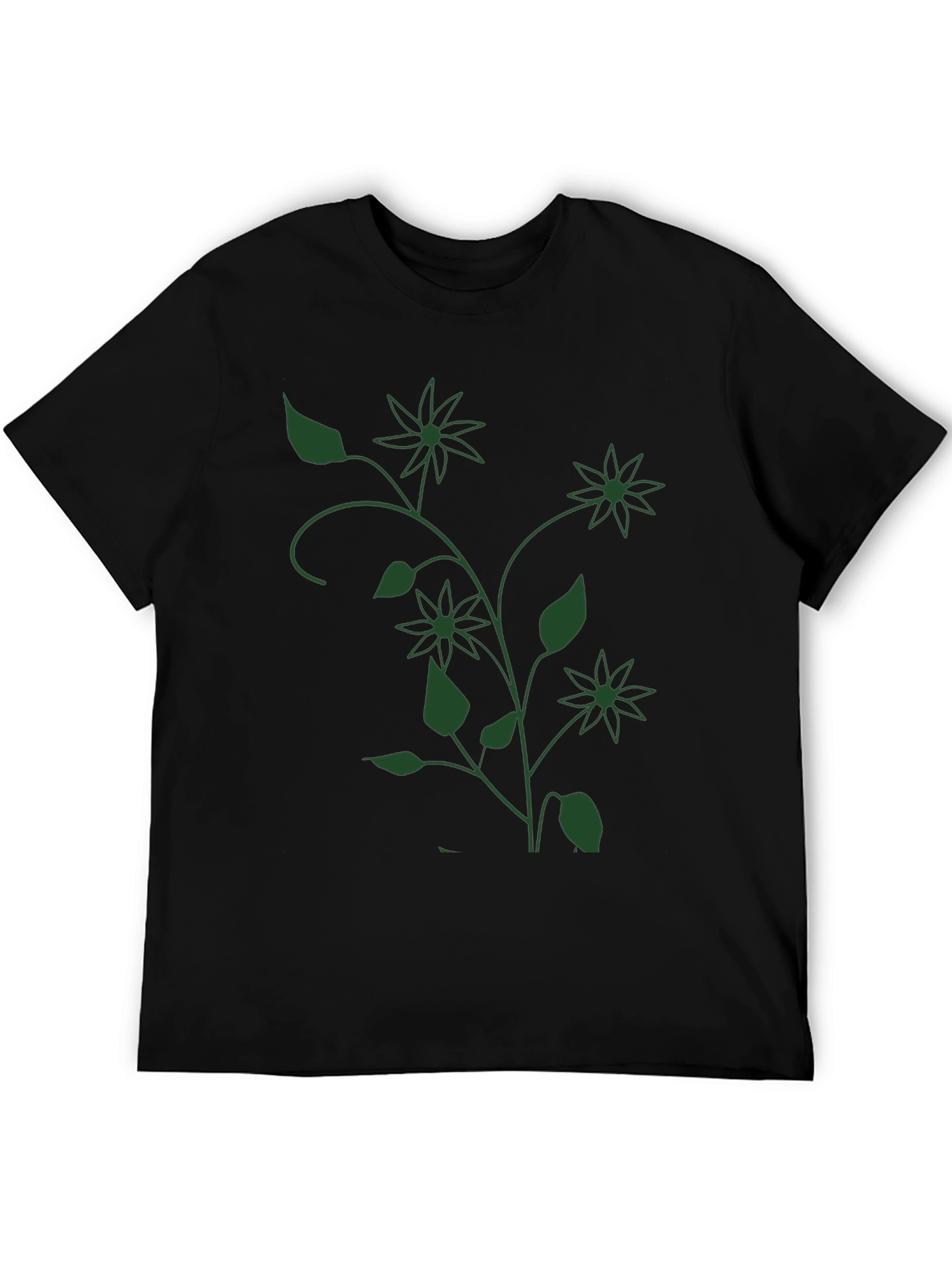 Floral Vine Graphic Black T-Shirt