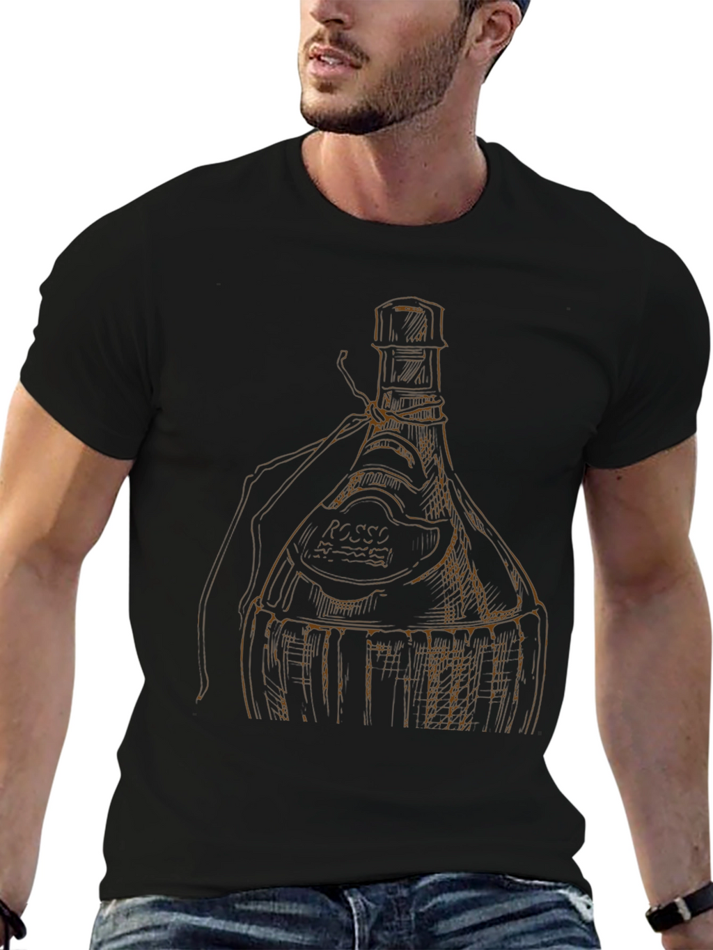 Wine Bottle Graphic Tee - Unique Design
