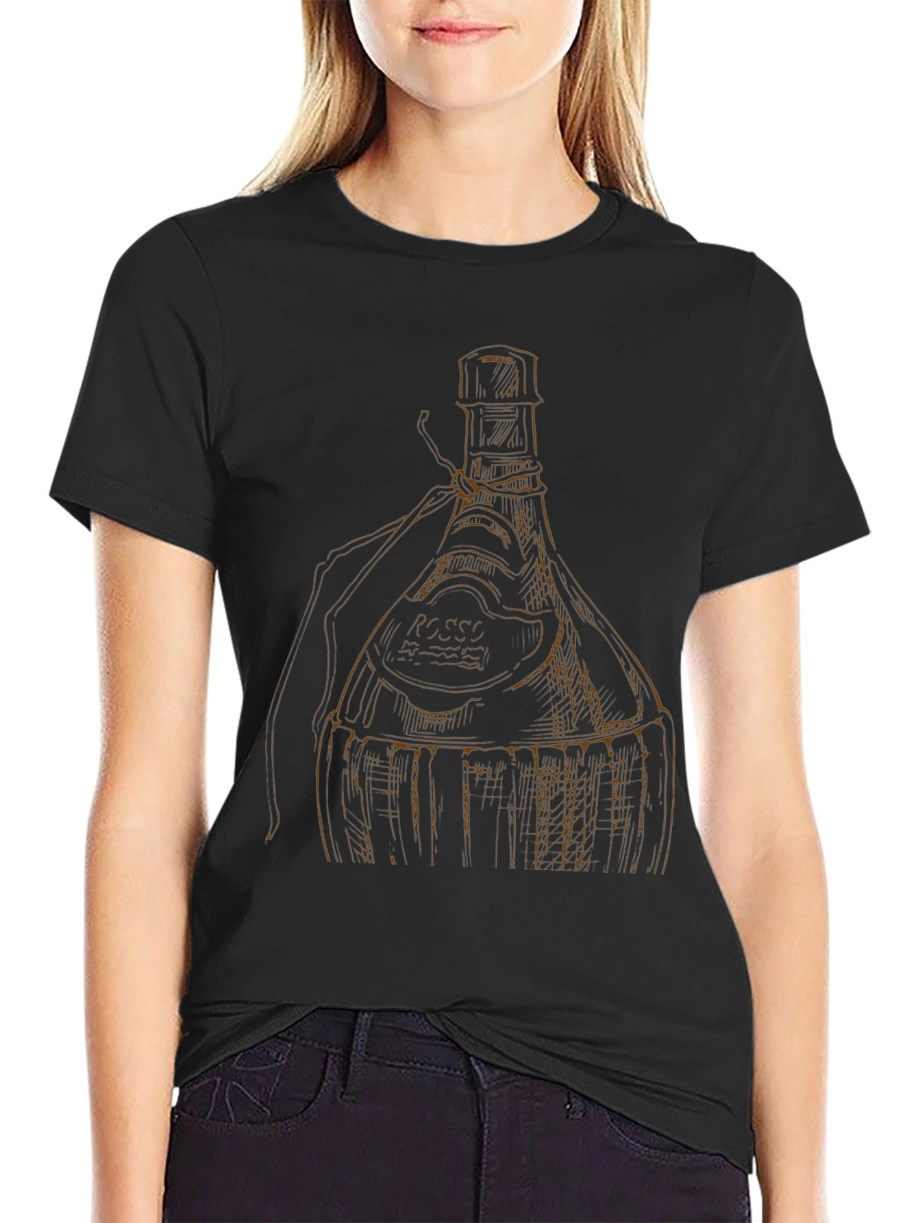 Wine Bottle Graphic Tee - Unique Design