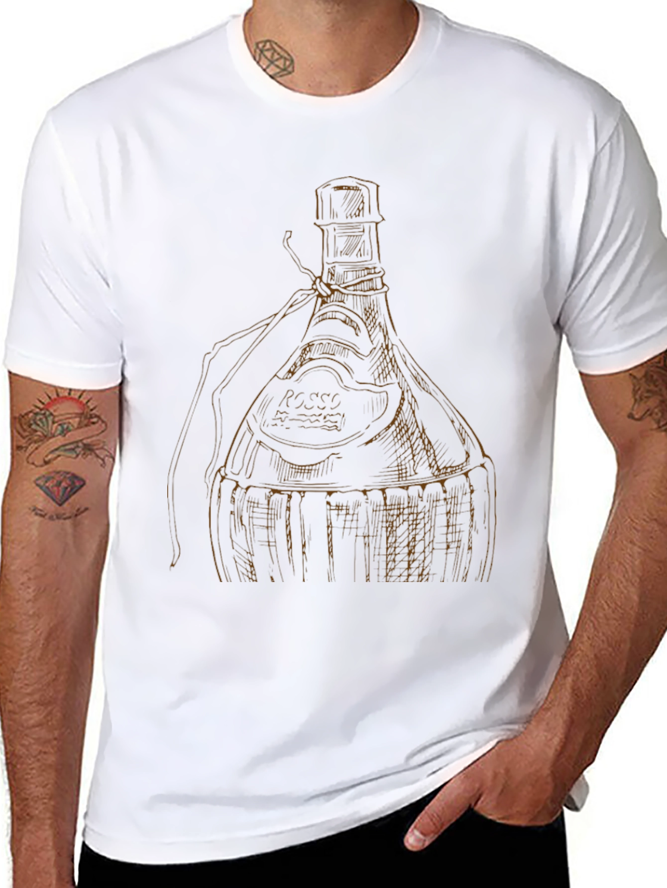 Wine Bottle Graphic Tee - Unique Design