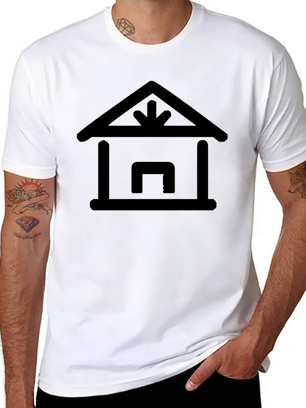 Black T-Shirt with Receiving Warehouse Icon