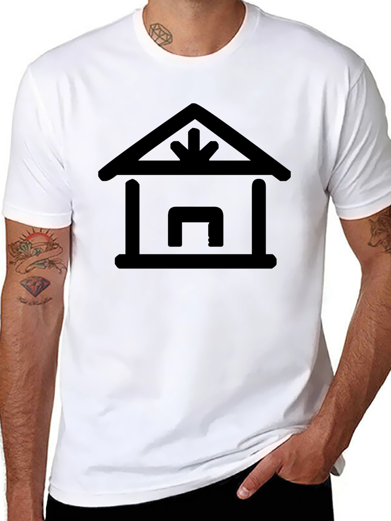 Black T-Shirt with Receiving Warehouse Icon