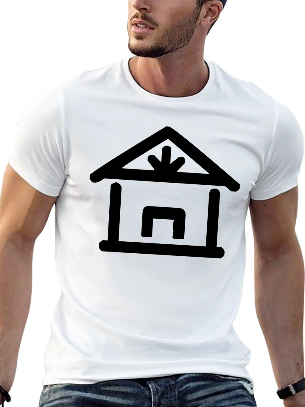 Black T-Shirt with Receiving Warehouse Icon