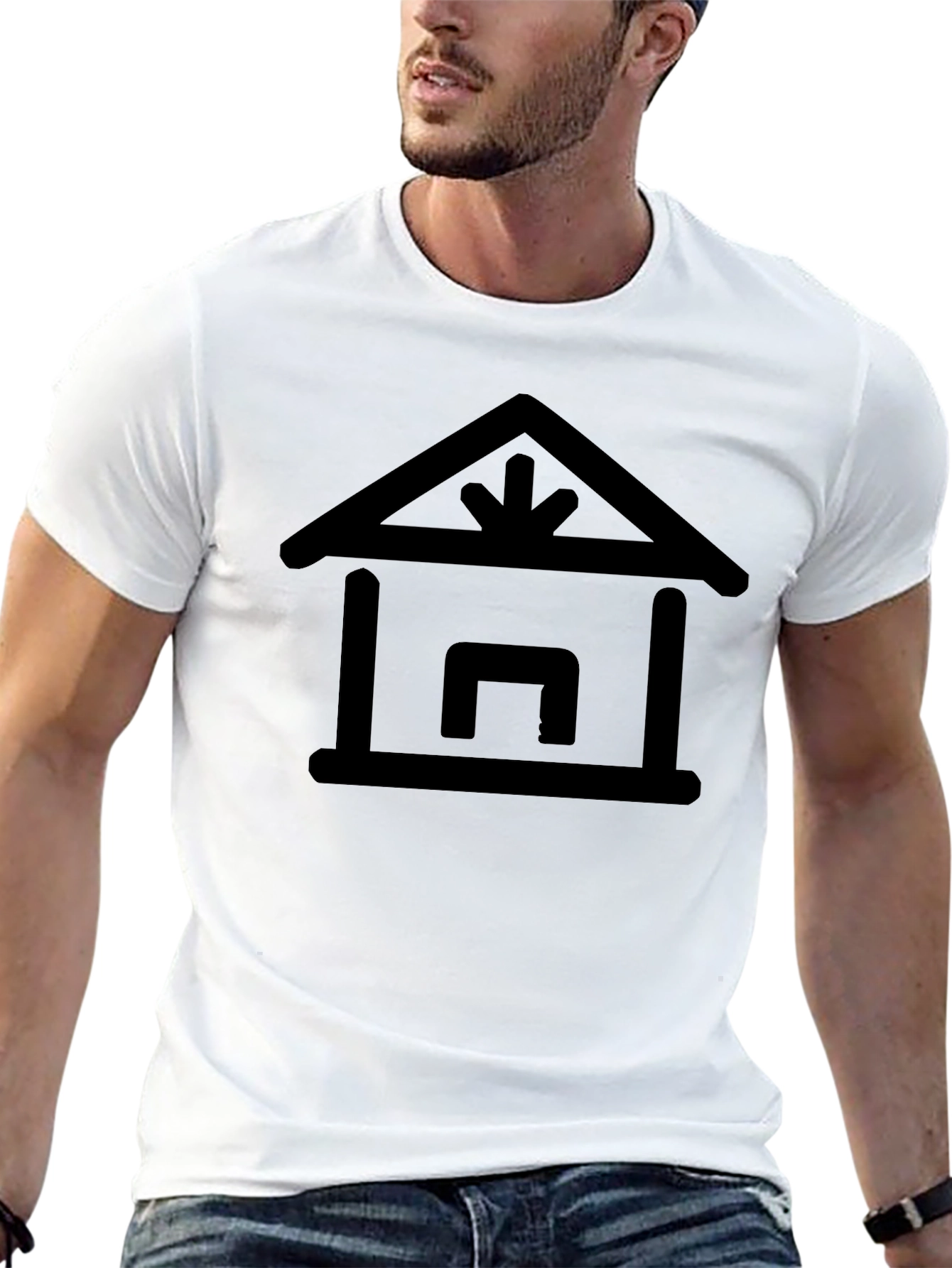 Black T-Shirt with Receiving Warehouse Icon