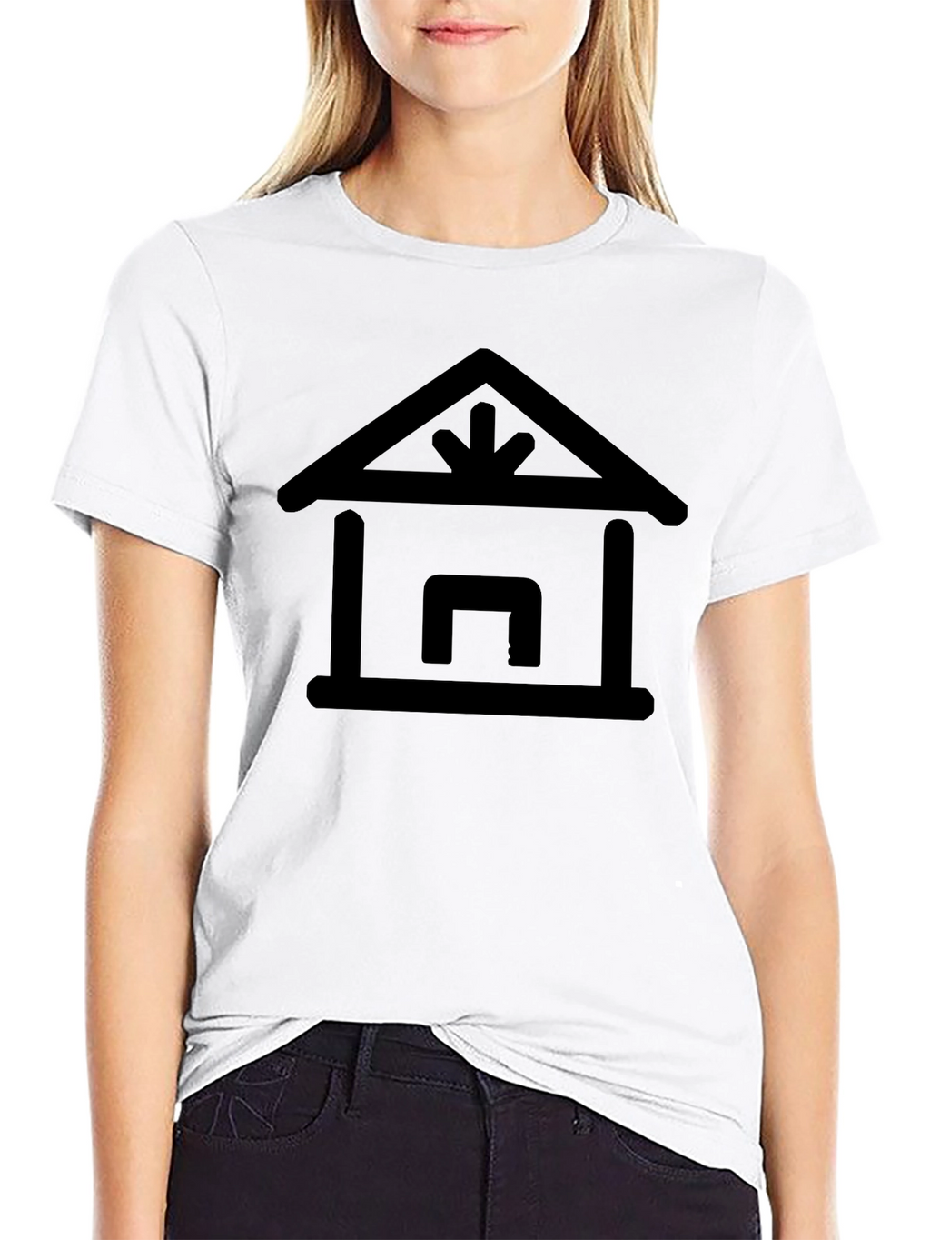Black T-Shirt with Receiving Warehouse Icon