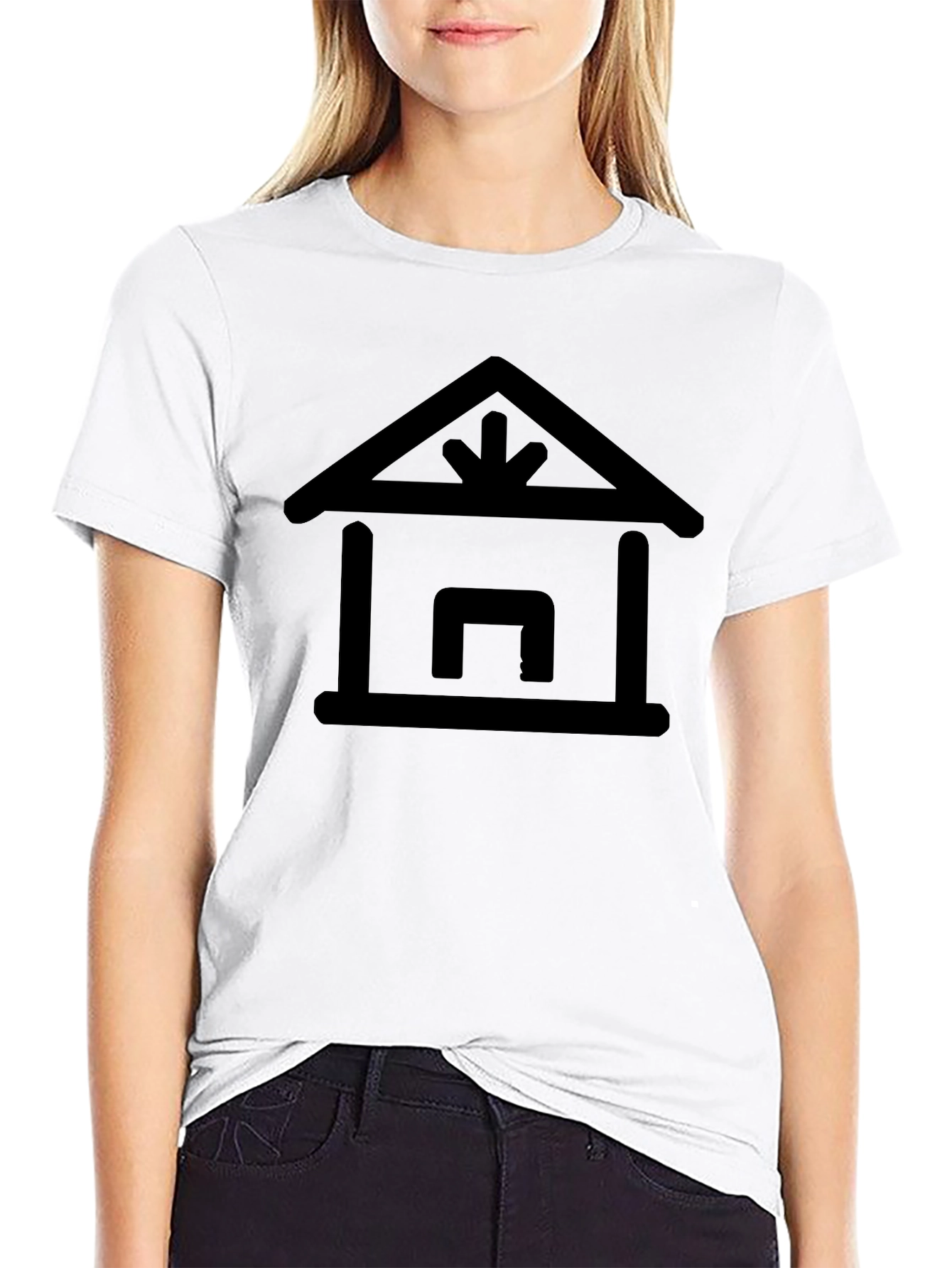 Black T-Shirt with Receiving Warehouse Icon