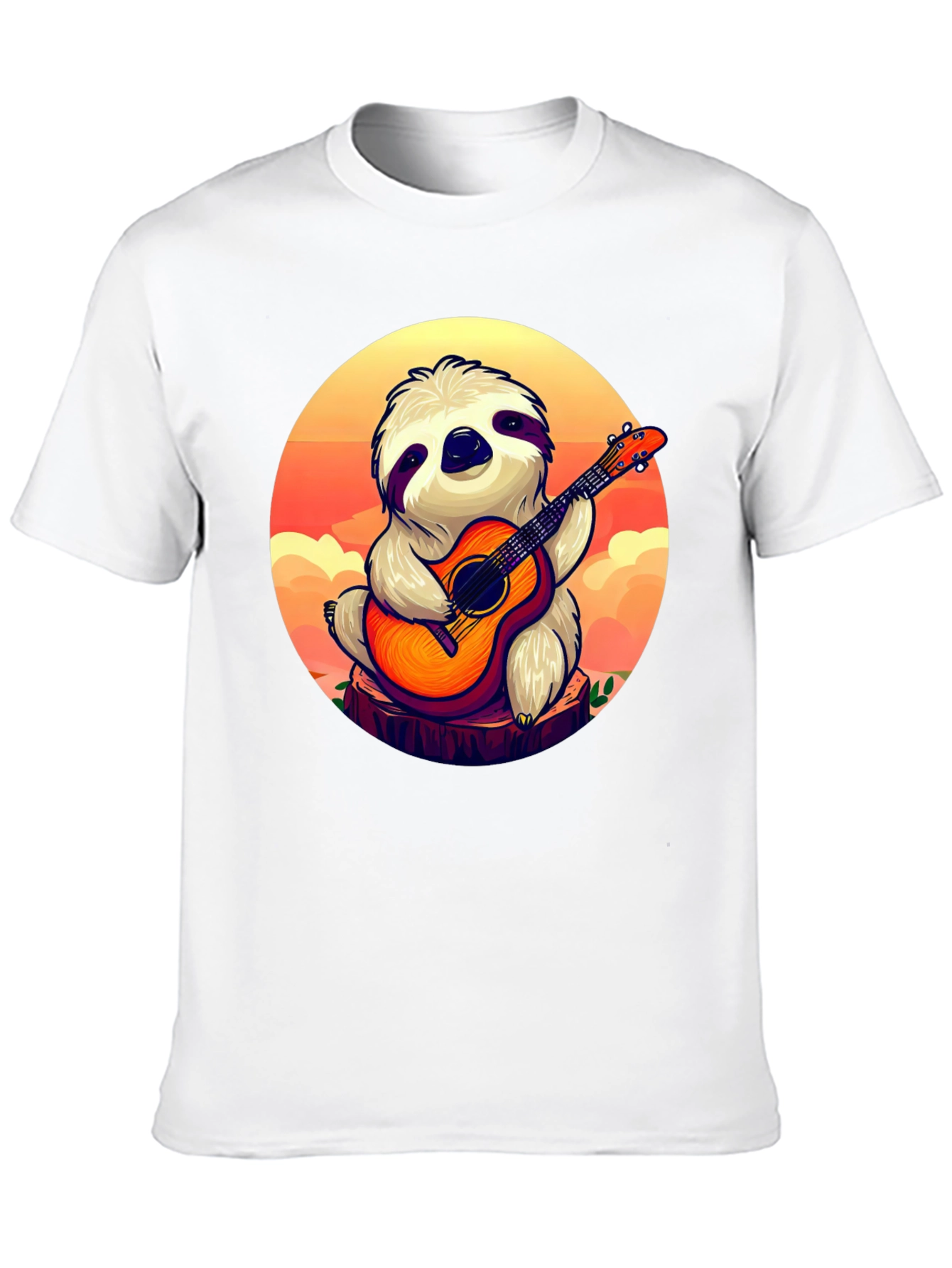 Sloth Guitar Player Graphic T-Shirt - Cute & Comfortable