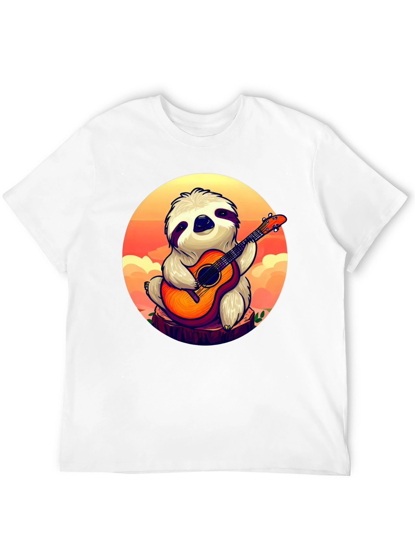 Sloth Guitar Player Graphic T-Shirt - Cute & Comfortable