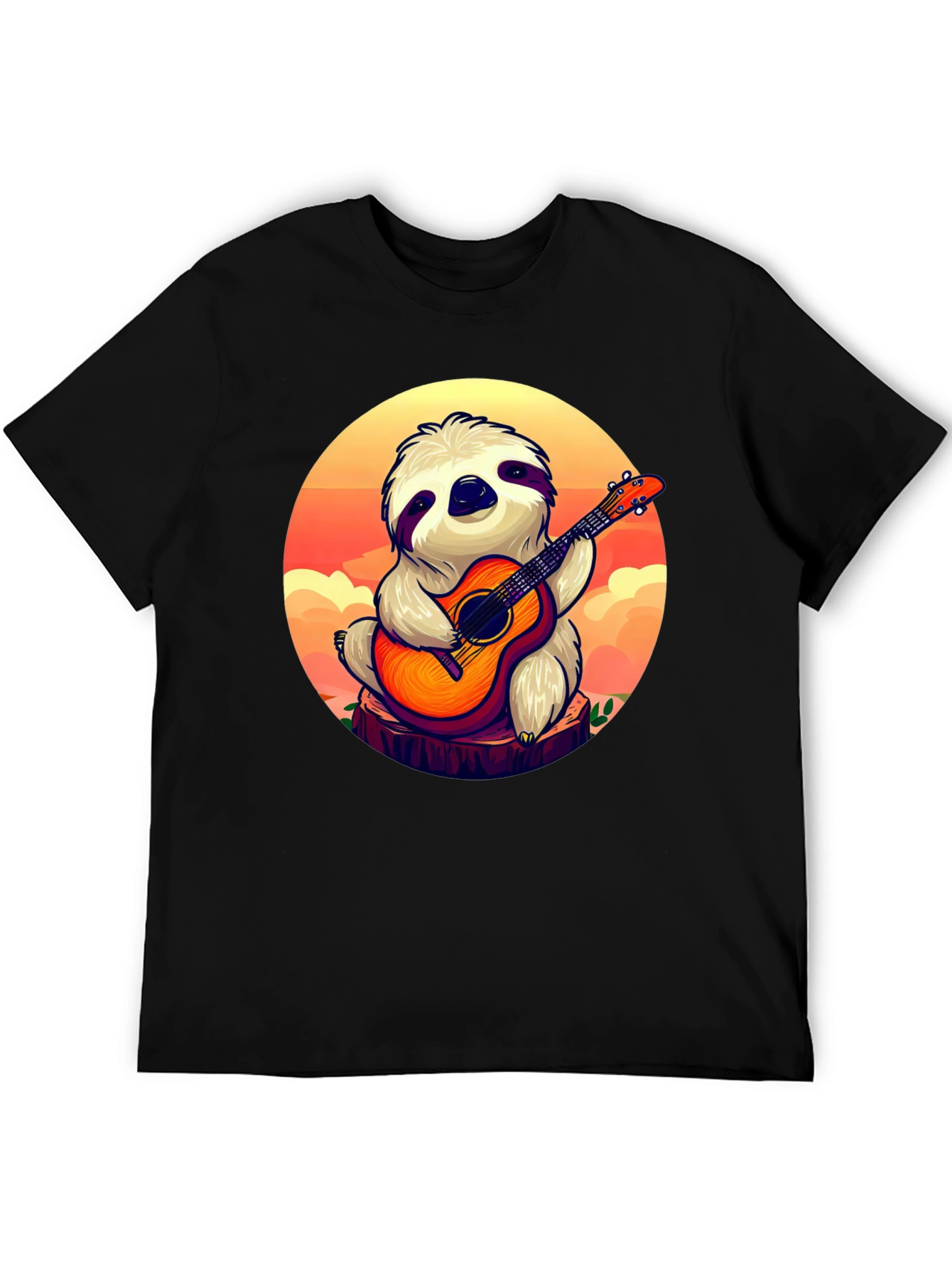 Sloth Guitar Player Graphic T-Shirt - Cute & Comfortable