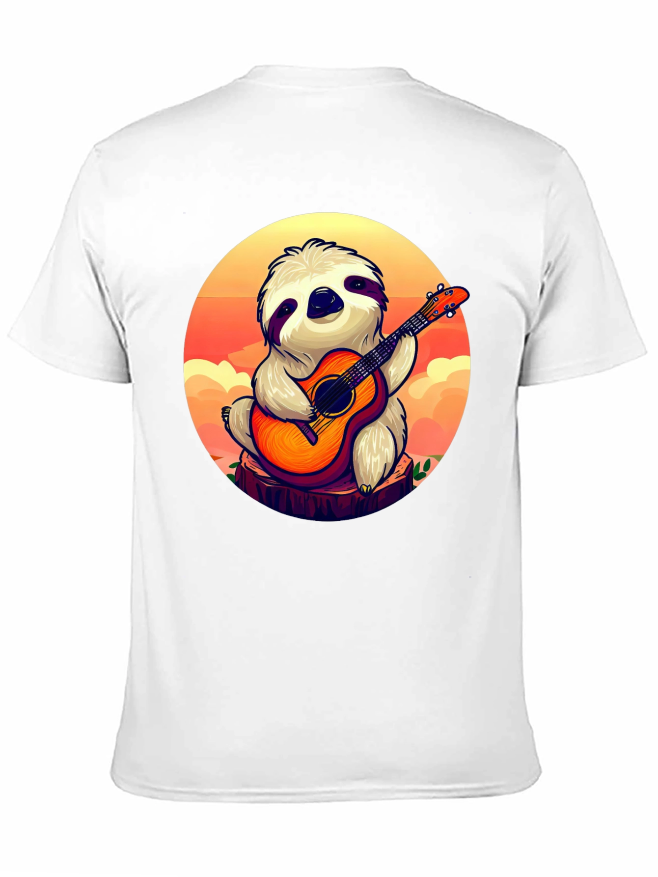 Sloth Guitar Player Graphic T-Shirt - Cute & Comfortable