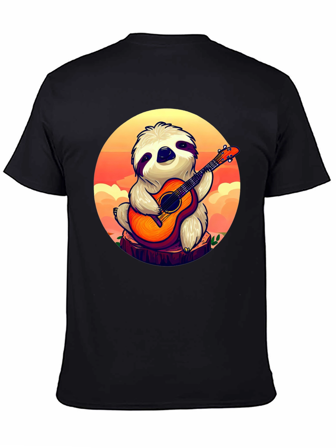 Sloth Guitar Player Graphic T-Shirt - Cute & Comfortable