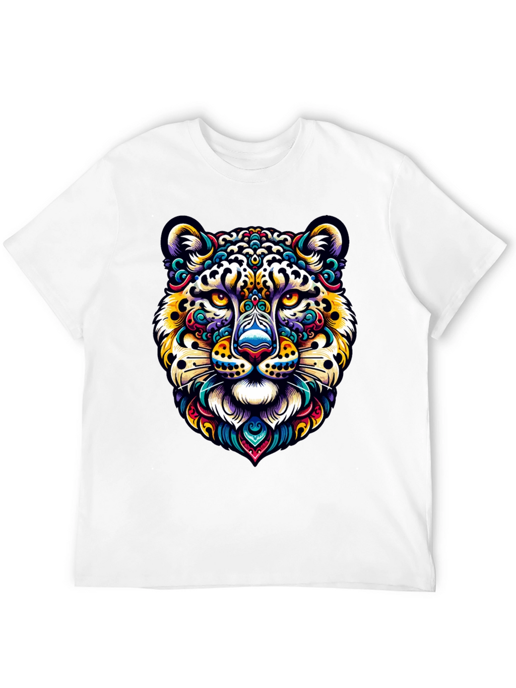 Vibrant Leopard Print Crew Neck T-Shirt