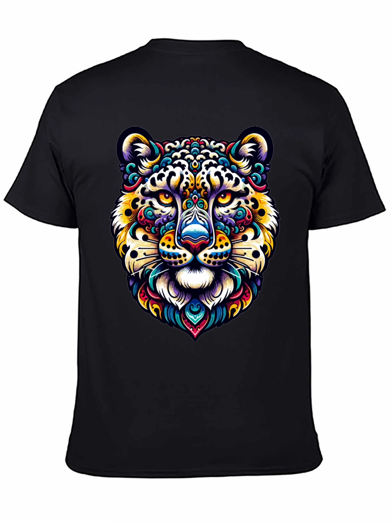 Vibrant Leopard Print Crew Neck T-Shirt