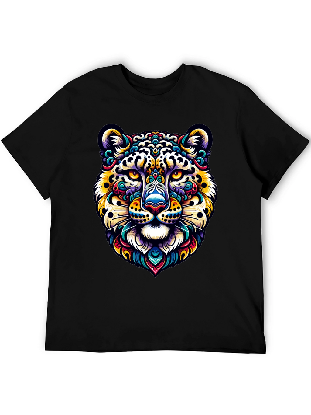 Vibrant Leopard Print Crew Neck T-Shirt